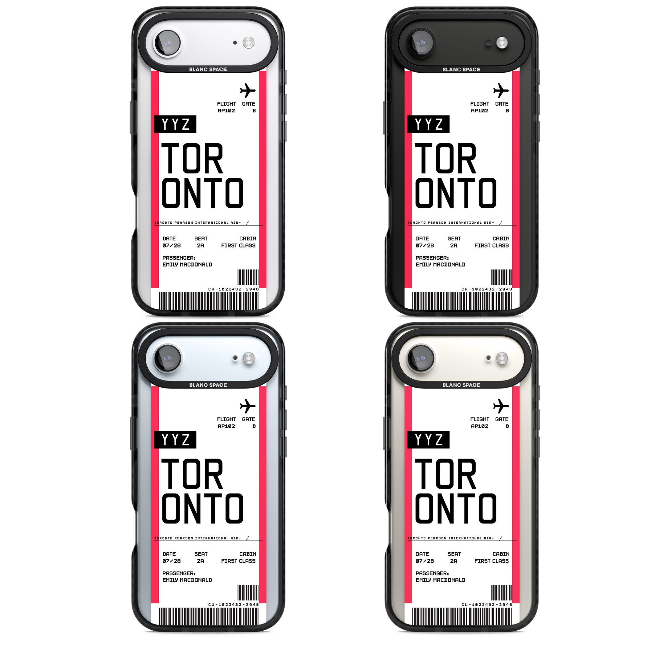 Personalised Toronto Boarding Pass iPhone 17 Air Impact Pro Black Phone Case APT Impact Protection