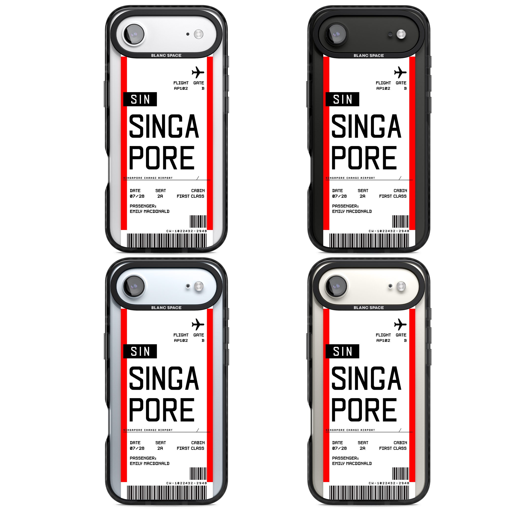 Personalised Singapore Boarding Pass iPhone 17 Air Impact Pro Black Phone Case APT Impact Protection