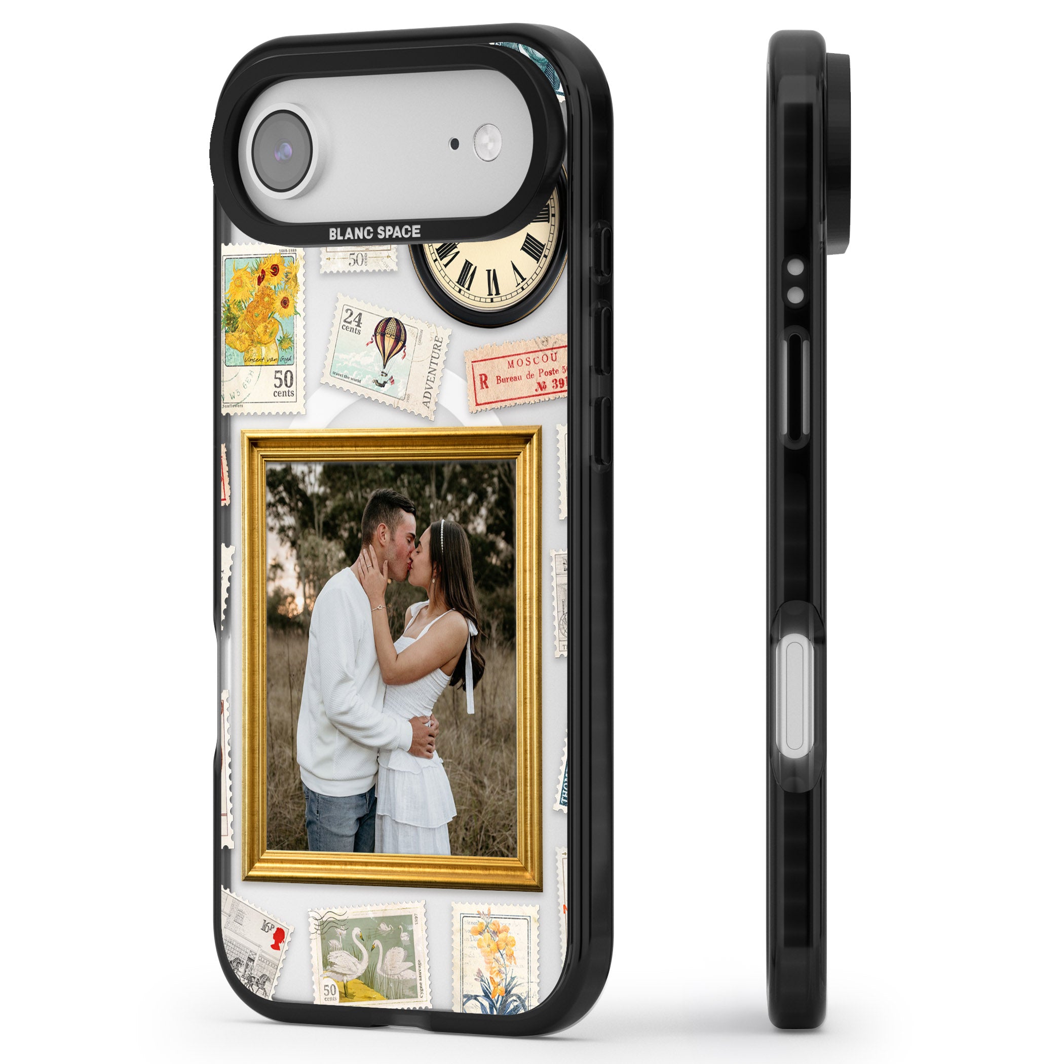 Personalised Vintage Photo Frame Collage iPhone 17 Air Impact Pro Black Phone Case Side Profile
