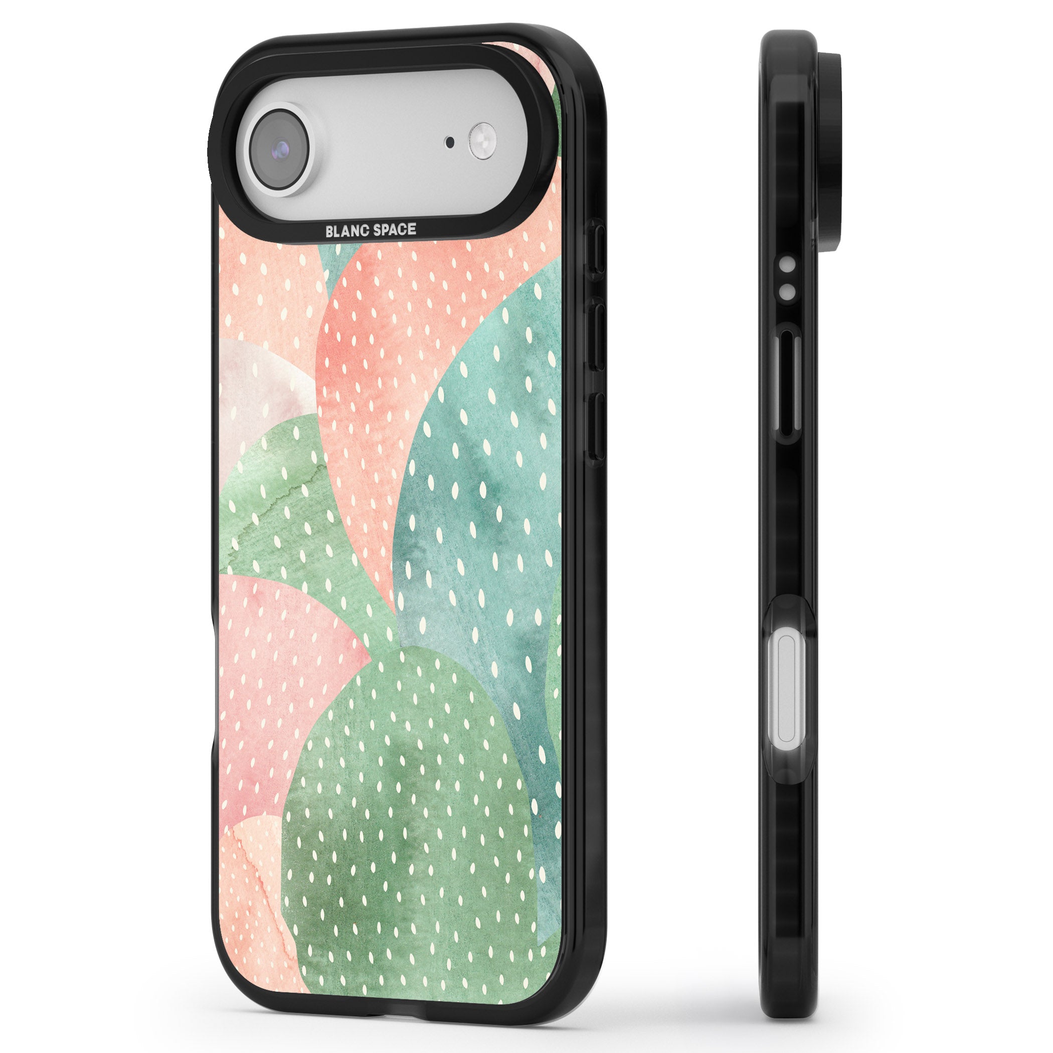 Pastel Cacti Pattern iPhone 17 Air Impact Pro Black Phone Case Side Profile
