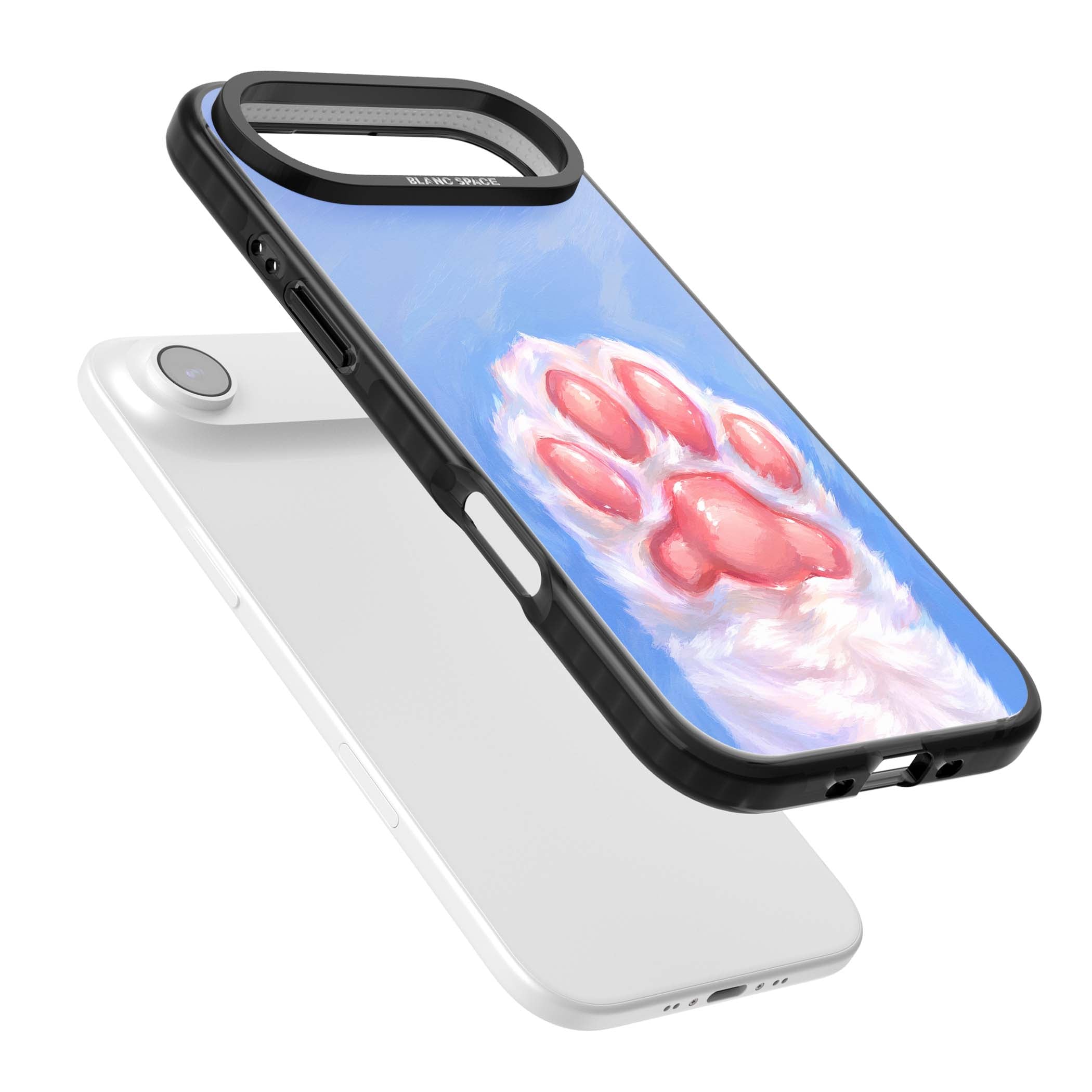 Soft White Paw cute iPhone case | Black Impact Magsafe case for iPhone Air