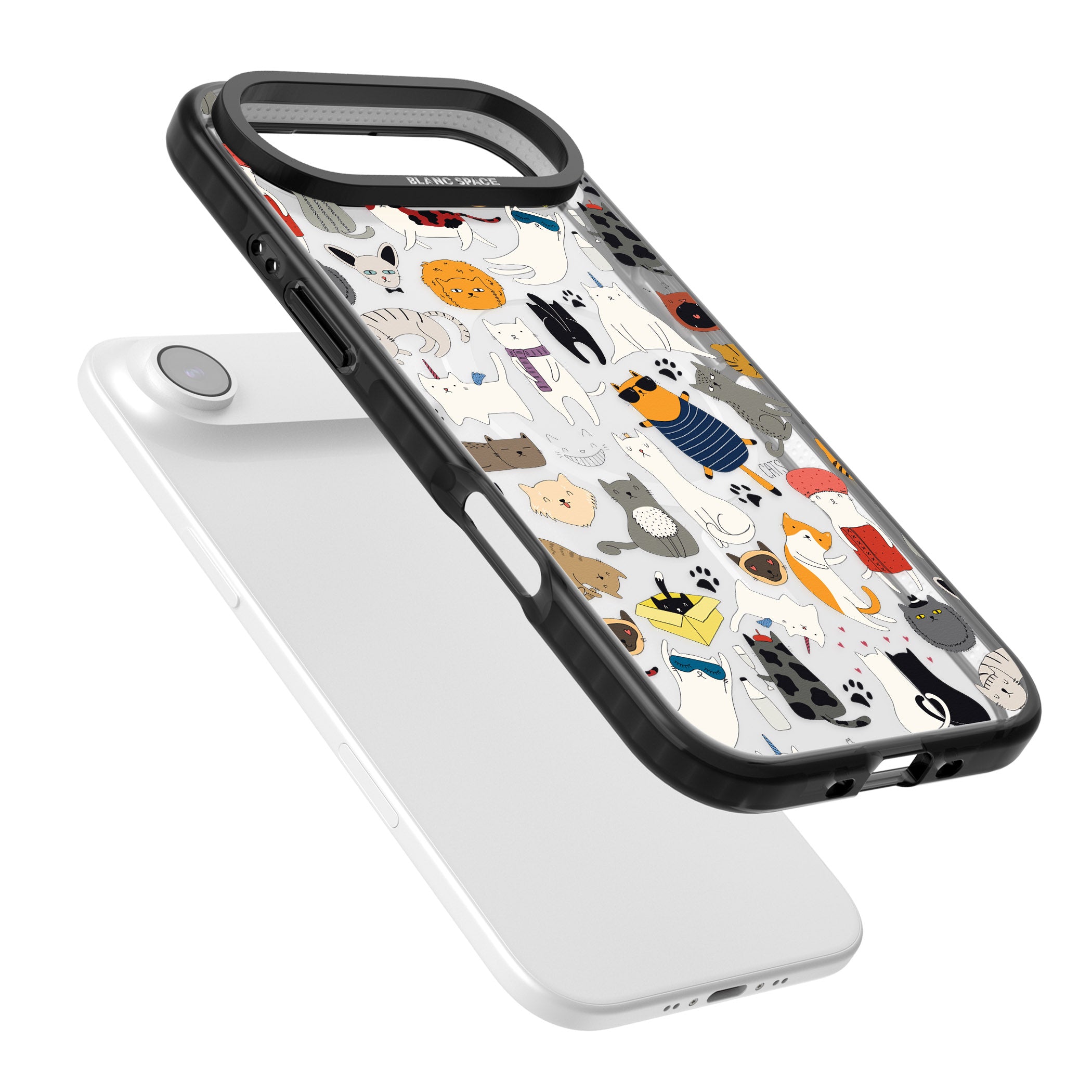 Cartoon Cat Collage iPhone 17 Air Impact Pro Black Phone Case Colours