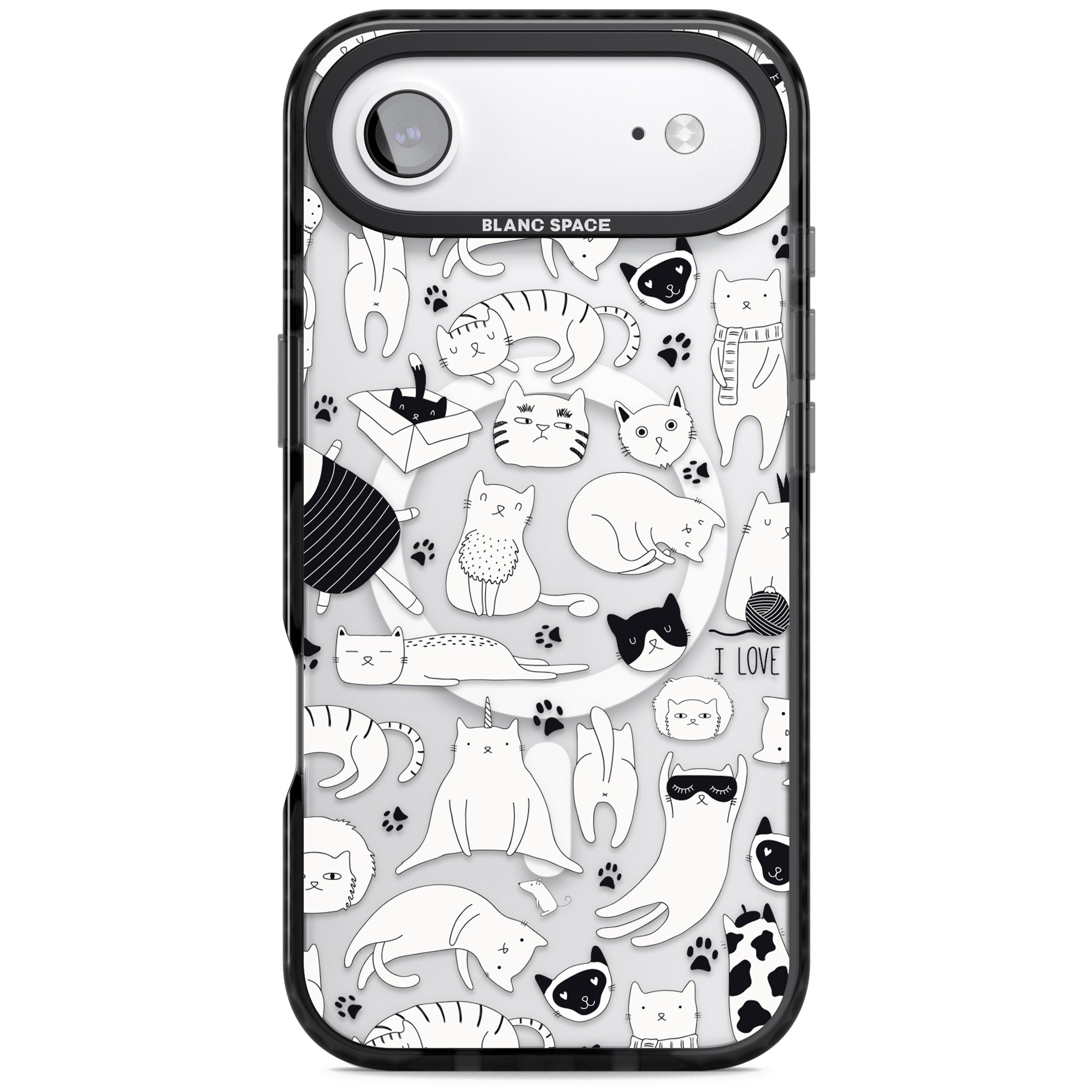 Cartoon Cat Collage Black & White iPhone 17 Air Impact Pro Black Phone Case