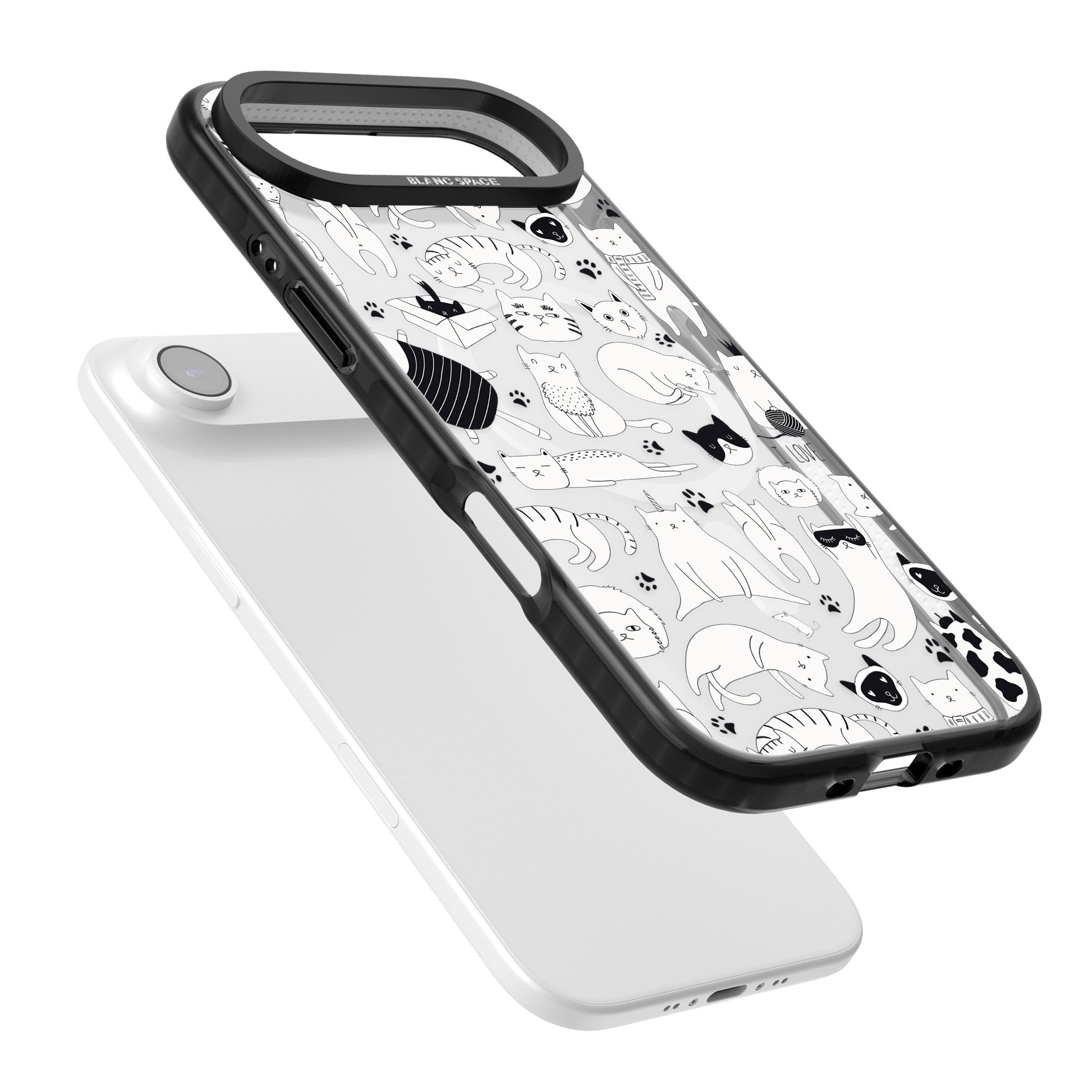Cartoon Cat Collage Black & White iPhone 17 Air Impact Pro Black Phone Case Colours