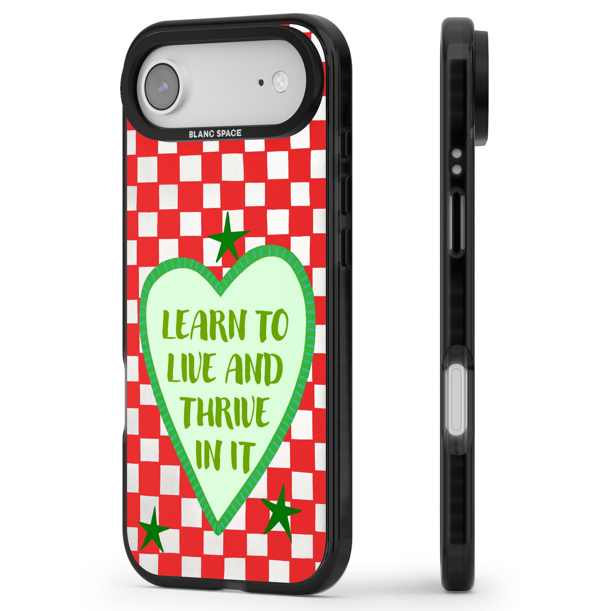 Learn To Live iPhone 17 Air Impact Pro Black Phone Case Side Profile