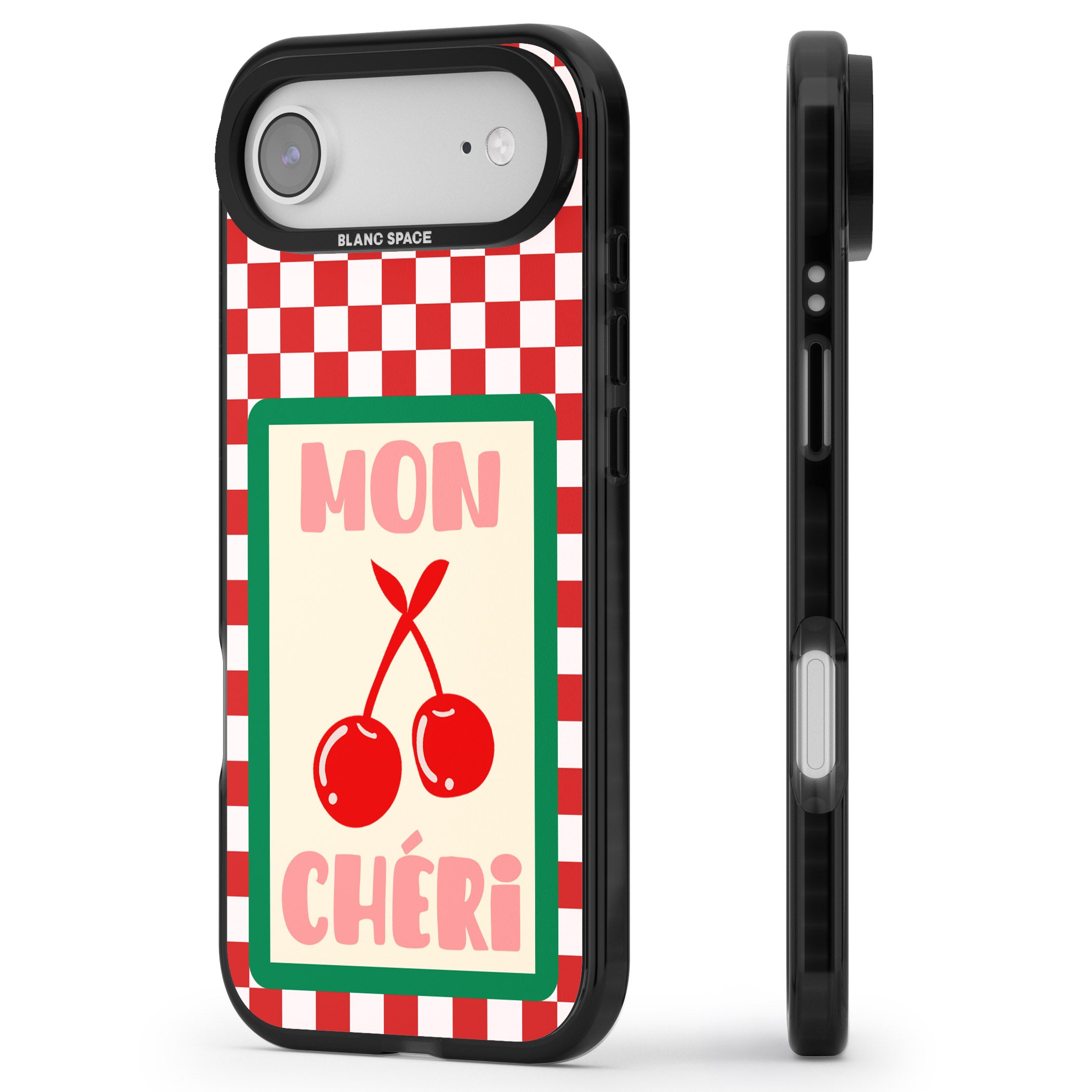 Mon Cheri iPhone 17 Air Impact Pro Black Phone Case Side Profile