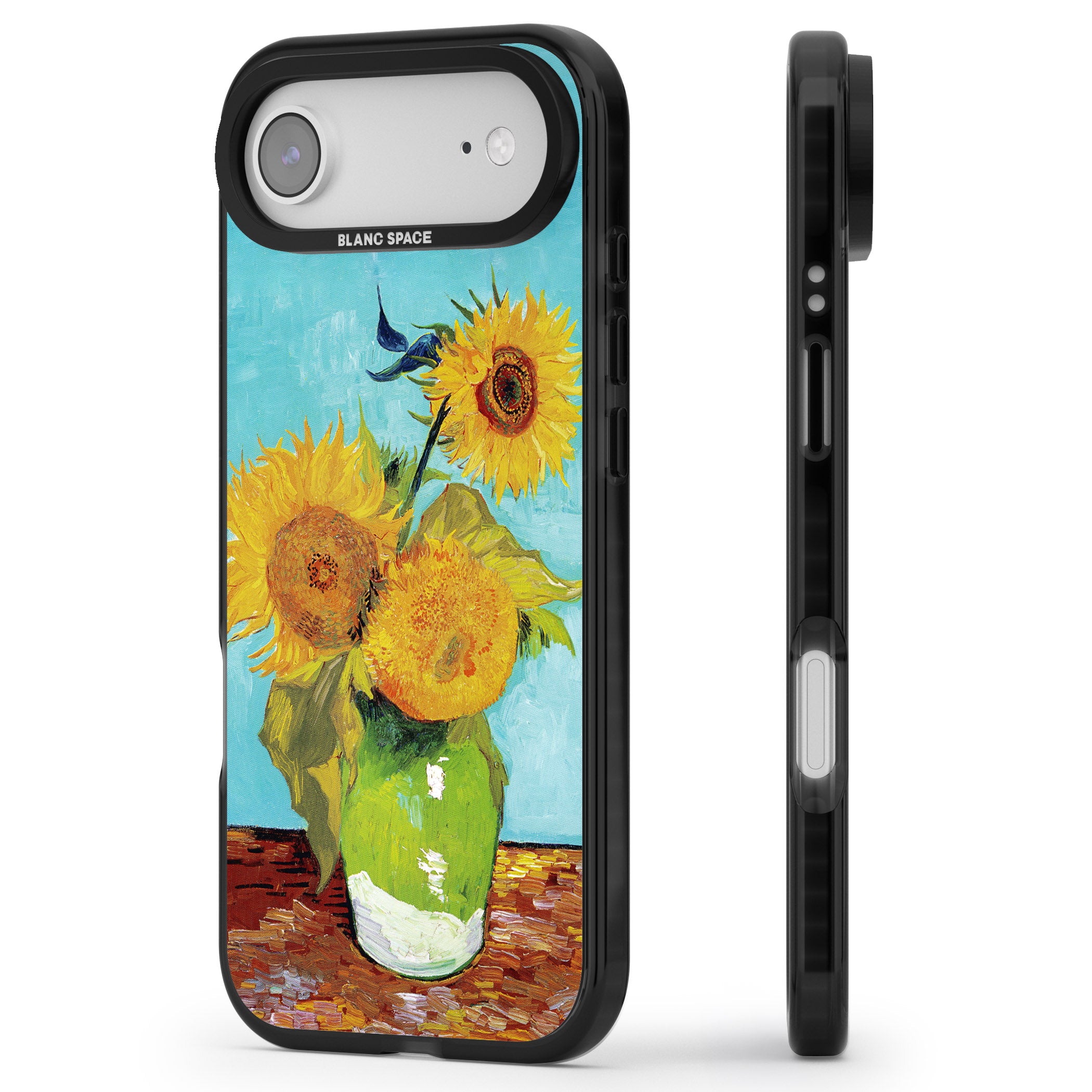 Vase With Three Sunflowers iPhone 17 Air Impact Pro Black Phone Case Side Profile