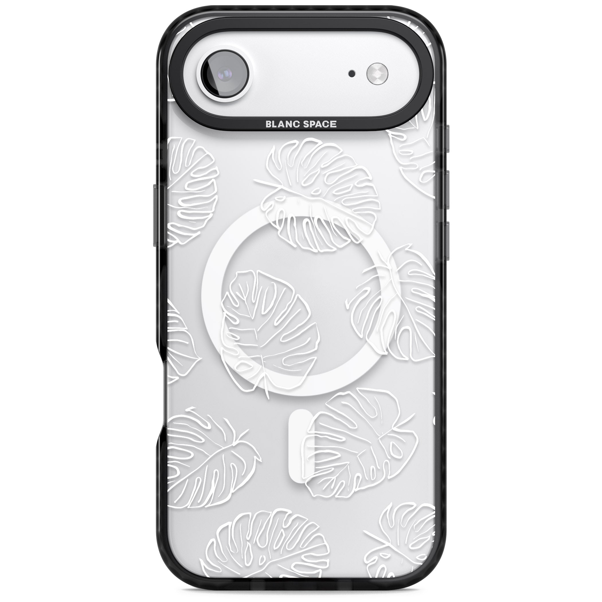 Monstera Outline iPhone 17 Air Impact Pro Black Phone Case