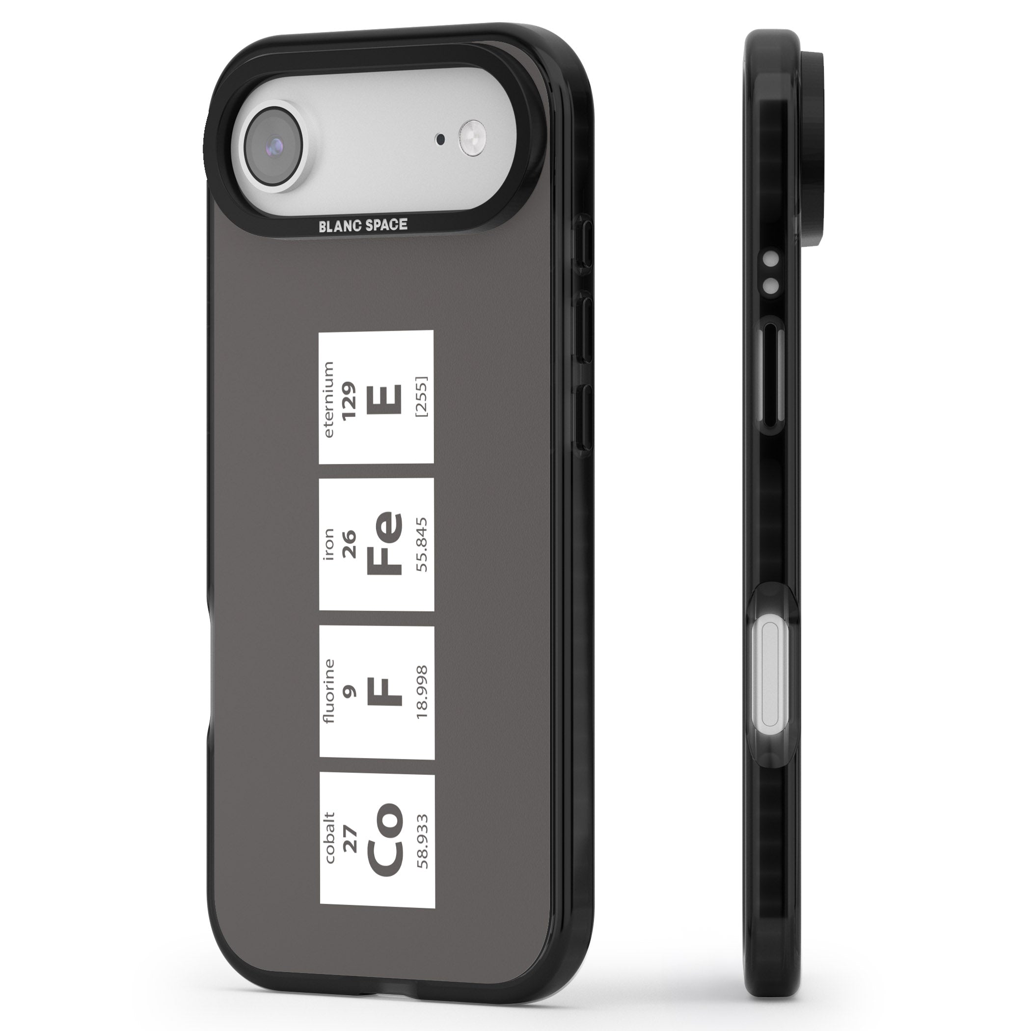 Coffee Element (Grey) iPhone 17 Air Impact Pro Black Phone Case Side Profile