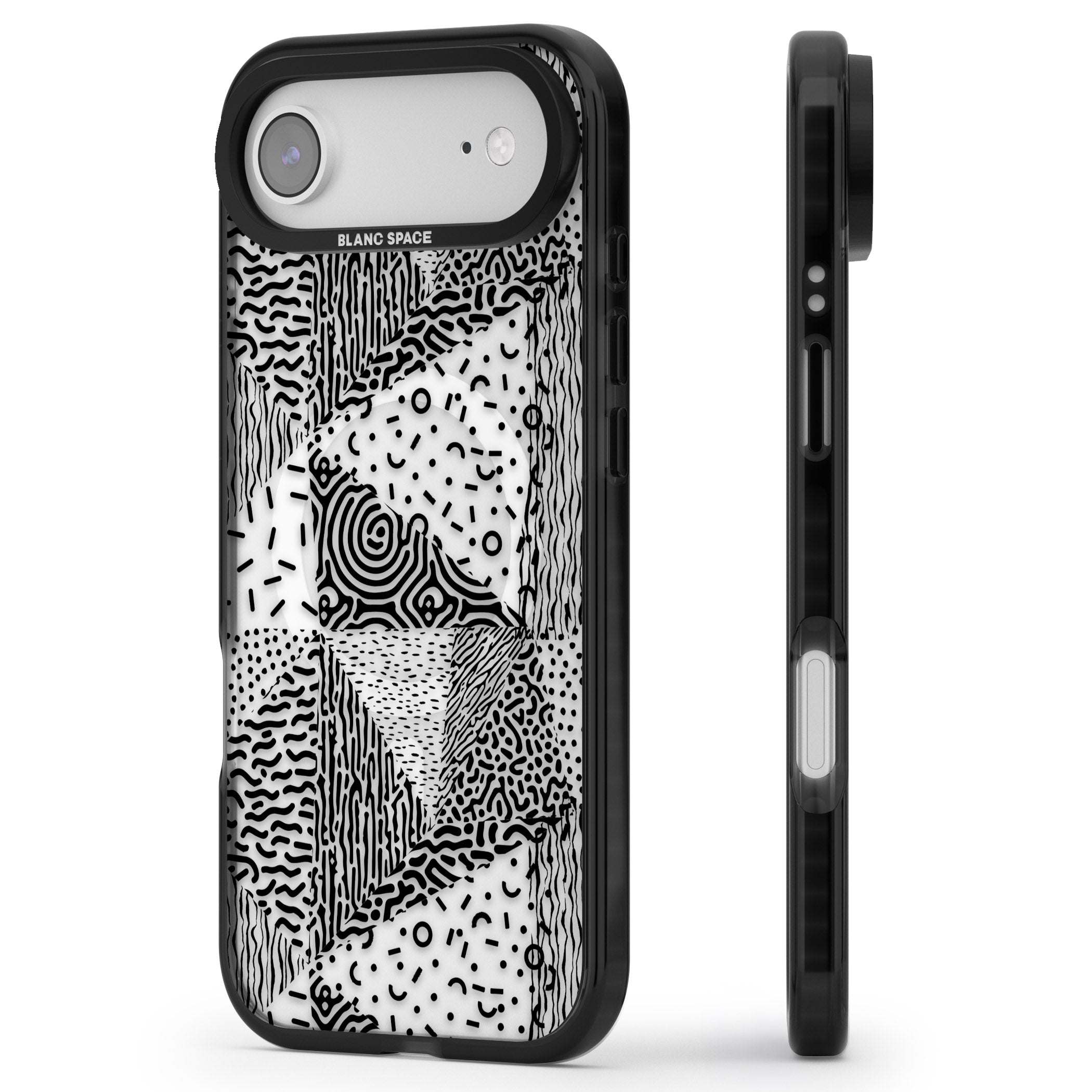 Monochrome Pattern iPhone 17 Air Impact Pro Black Phone Case Side Profile