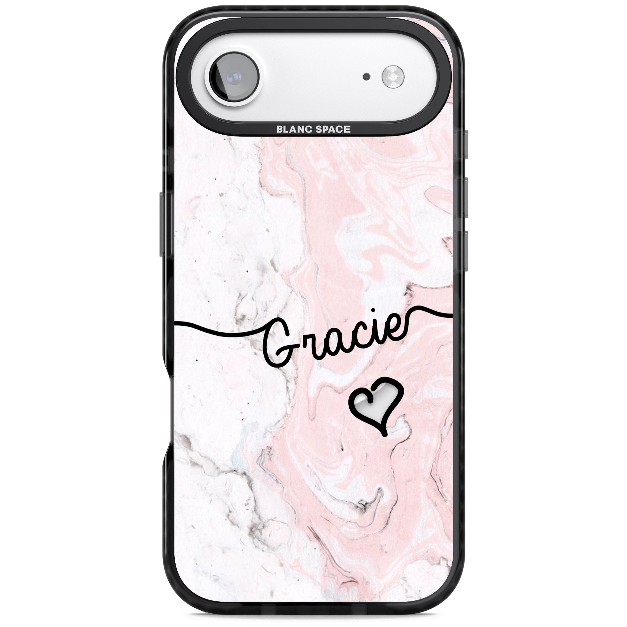 Personalised Pink Marble iPhone 17 Air Impact Pro Black Phone Case