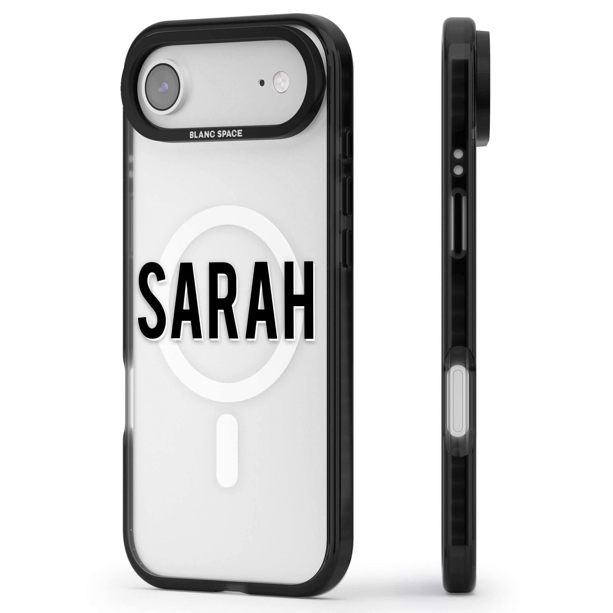 Personalised Clear Name iPhone 17 Air Impact Pro Black Phone Case Side Profile