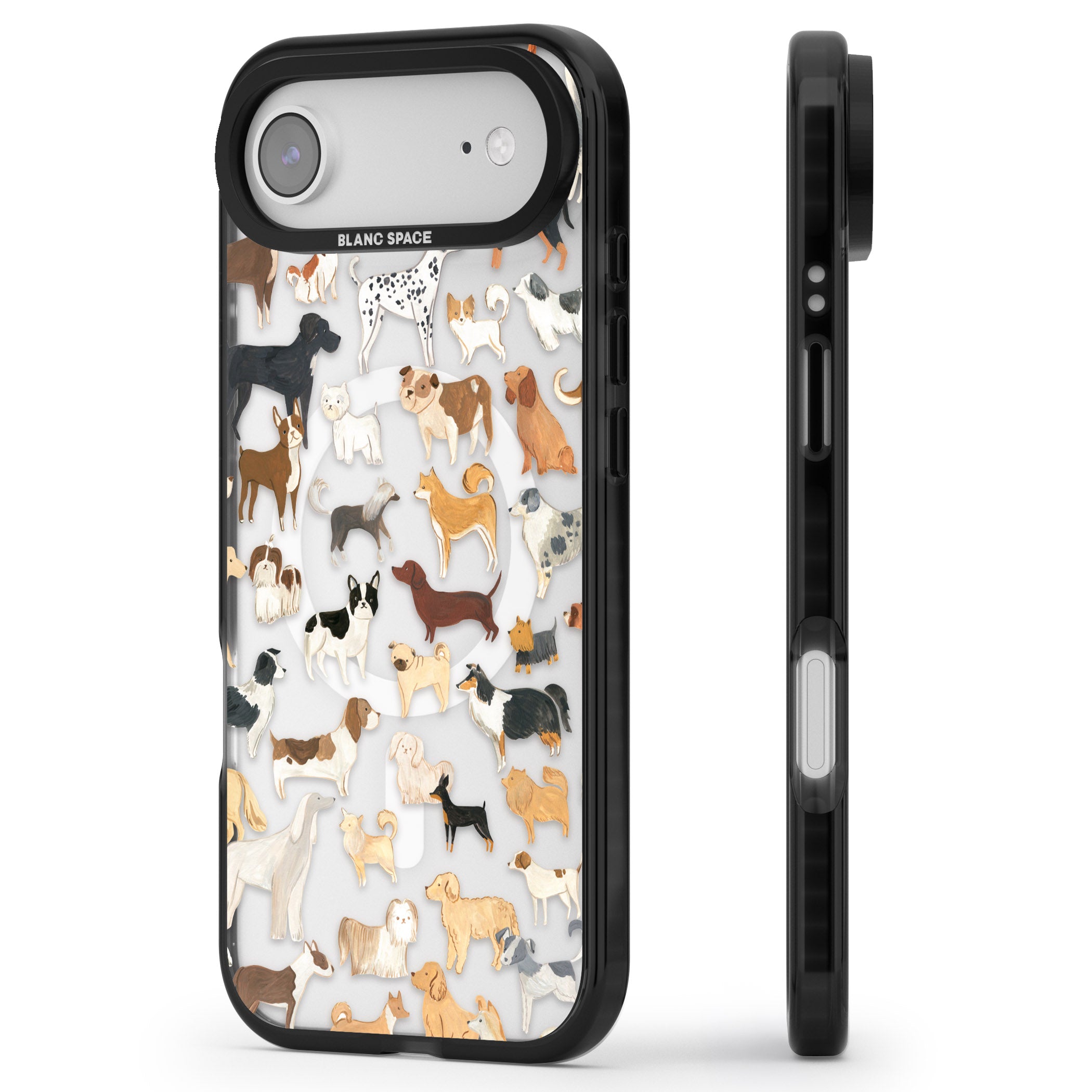 Hand Painted Dogs iPhone 17 Air Impact Pro Black Phone Case Side Profile