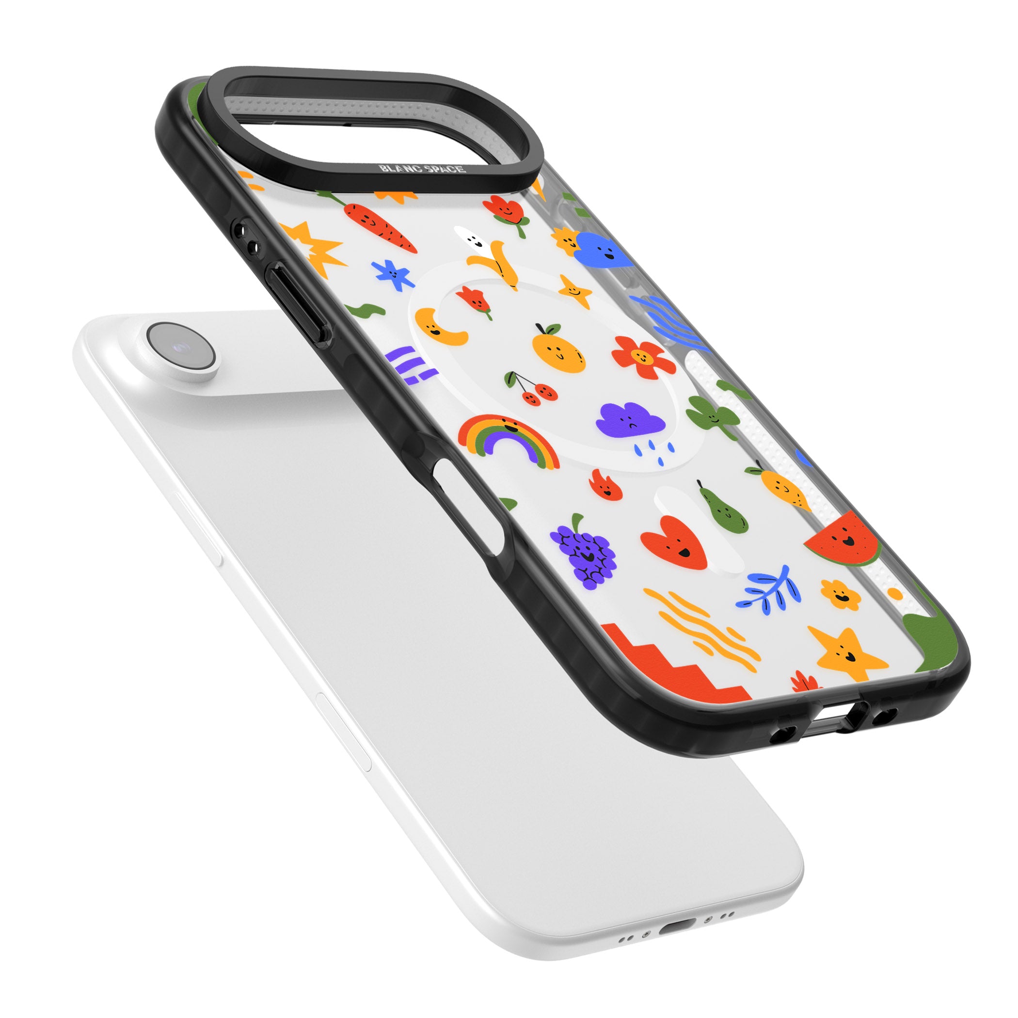 Quirky Cute Icon Pattern iPhone 17 Air Impact Pro Black Phone Case Colours