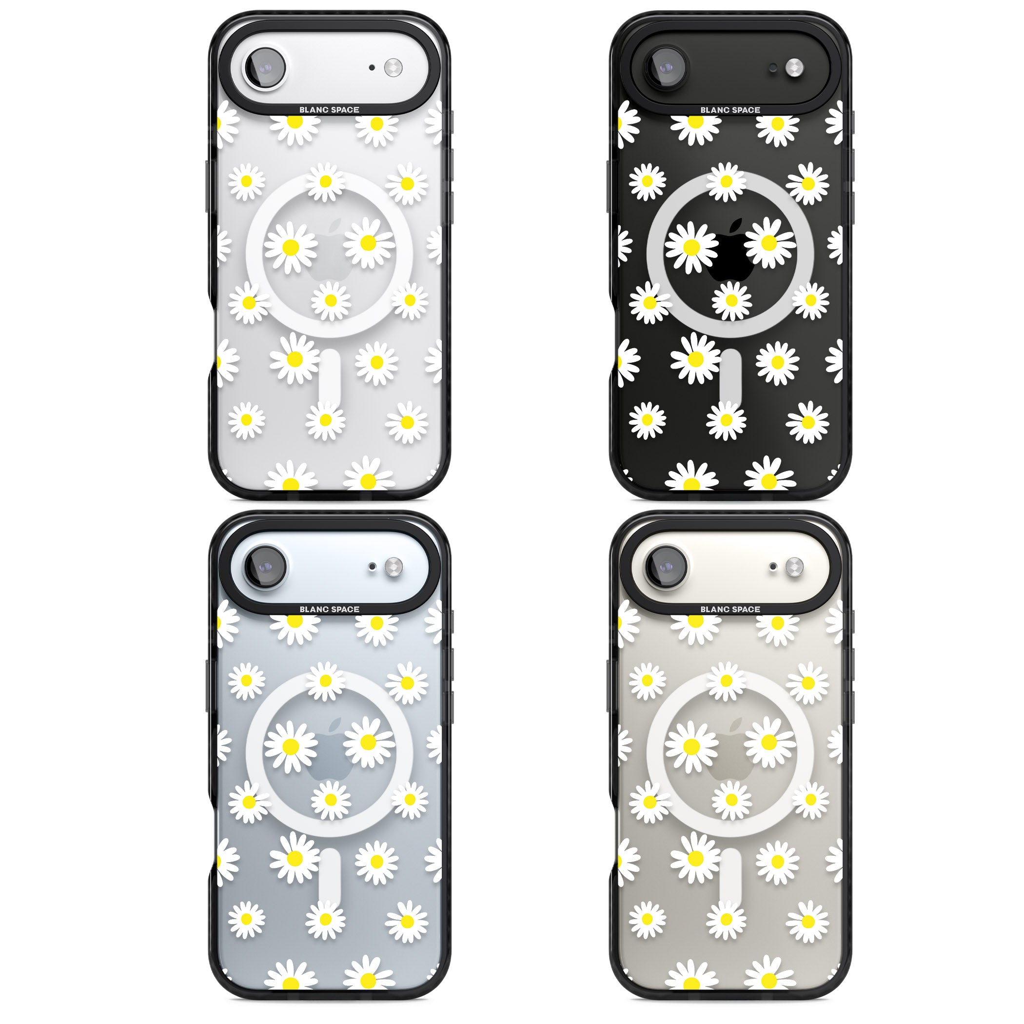 Personalised White Daisy Pattern iPhone 17 Air Impact Pro Black Phone Case APT Impact Protection
