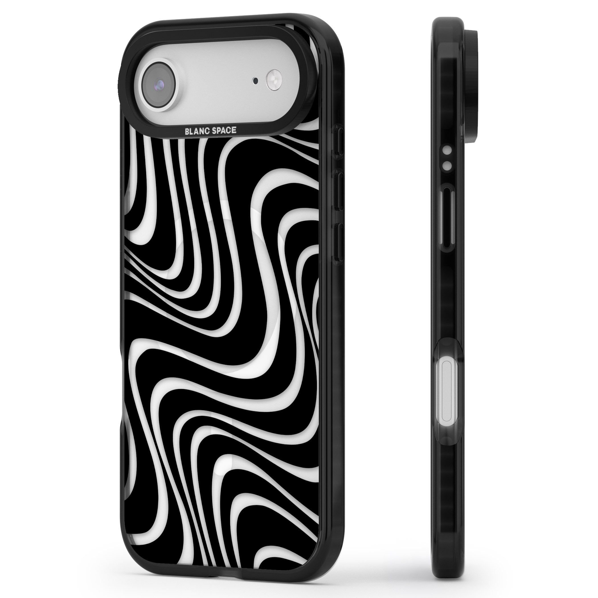 Abstract Waves iPhone 17 Air Impact Pro Black Phone Case Side Profile