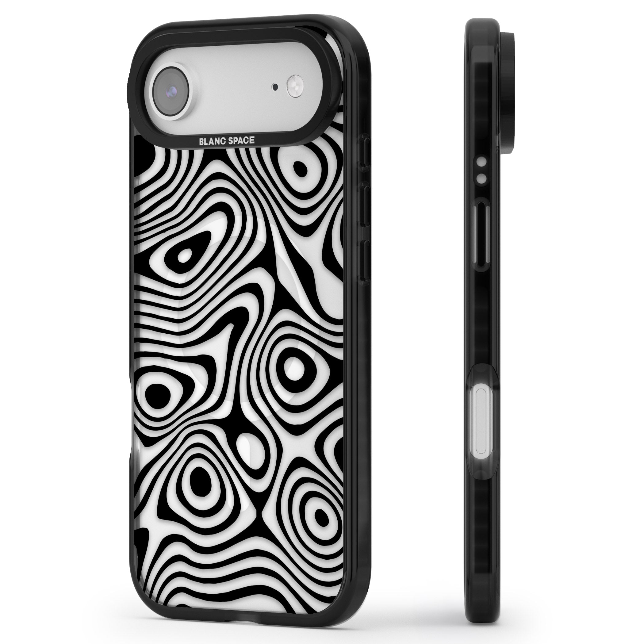 Dark Topographic Map iPhone 17 Air Impact Pro Black Phone Case Side Profile