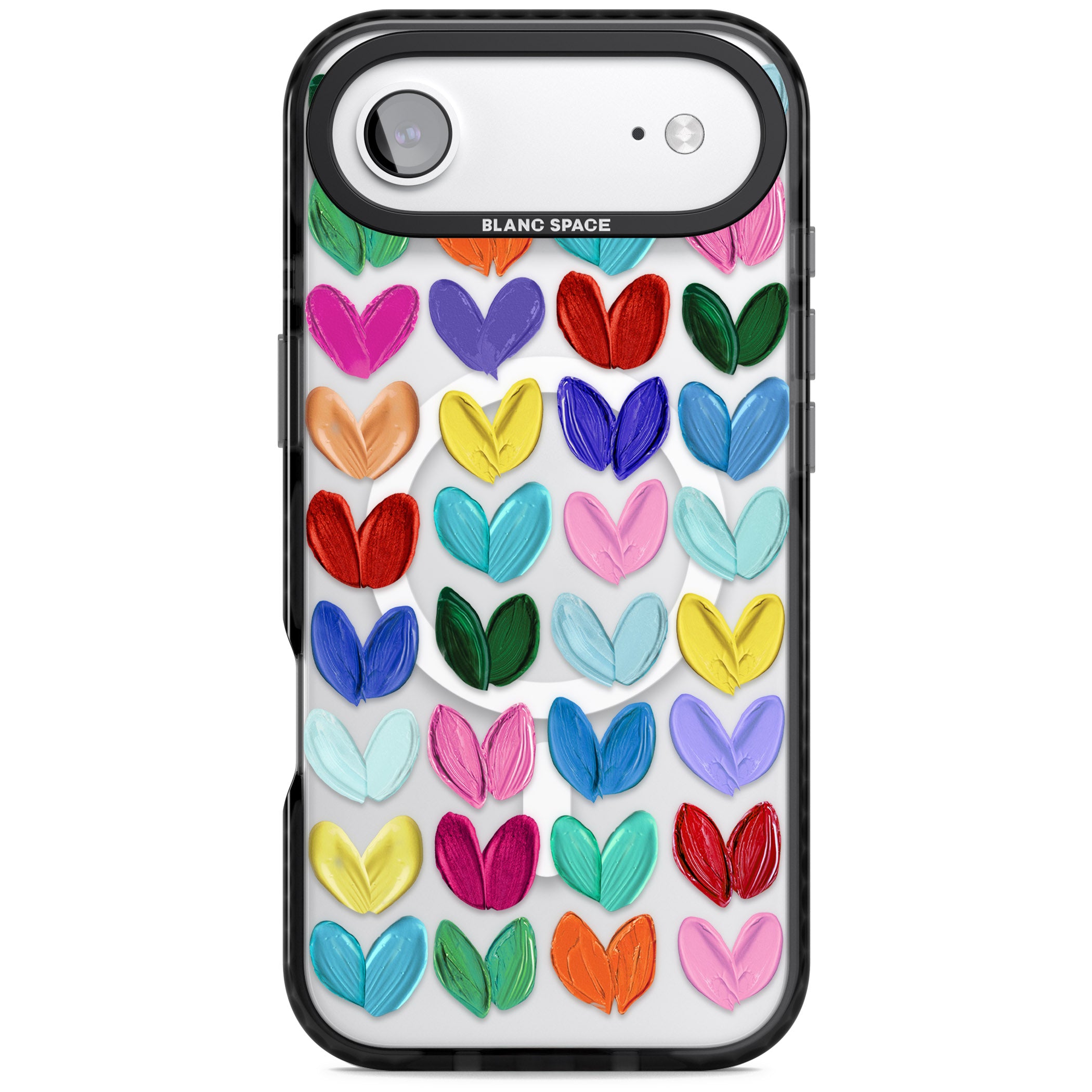 Oil Painted Hearts iPhone 17 Air Impact Pro Black Phone Case