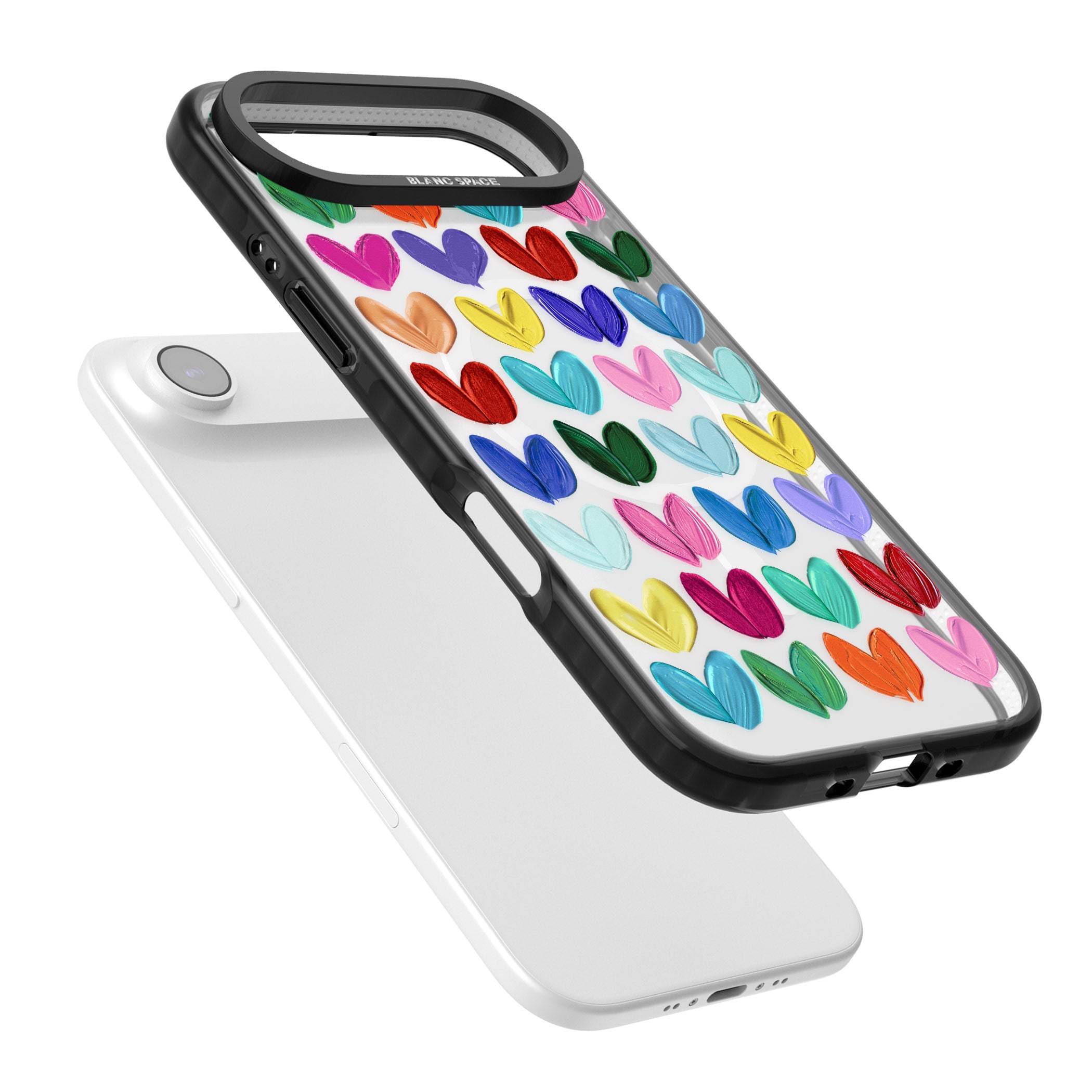 Oil Painted Hearts iPhone 17 Air Impact Pro Black Phone Case Colours