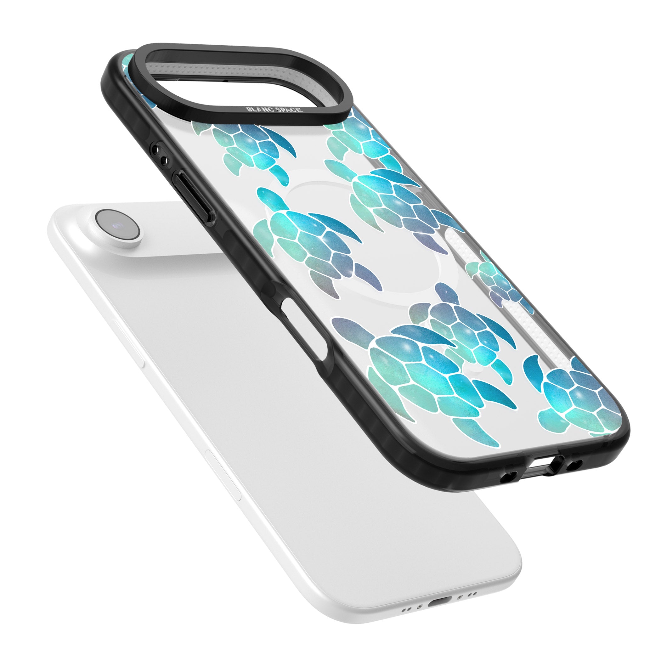 Aqua Space Turtles iPhone 17 Air Impact Pro Black Phone Case Colours