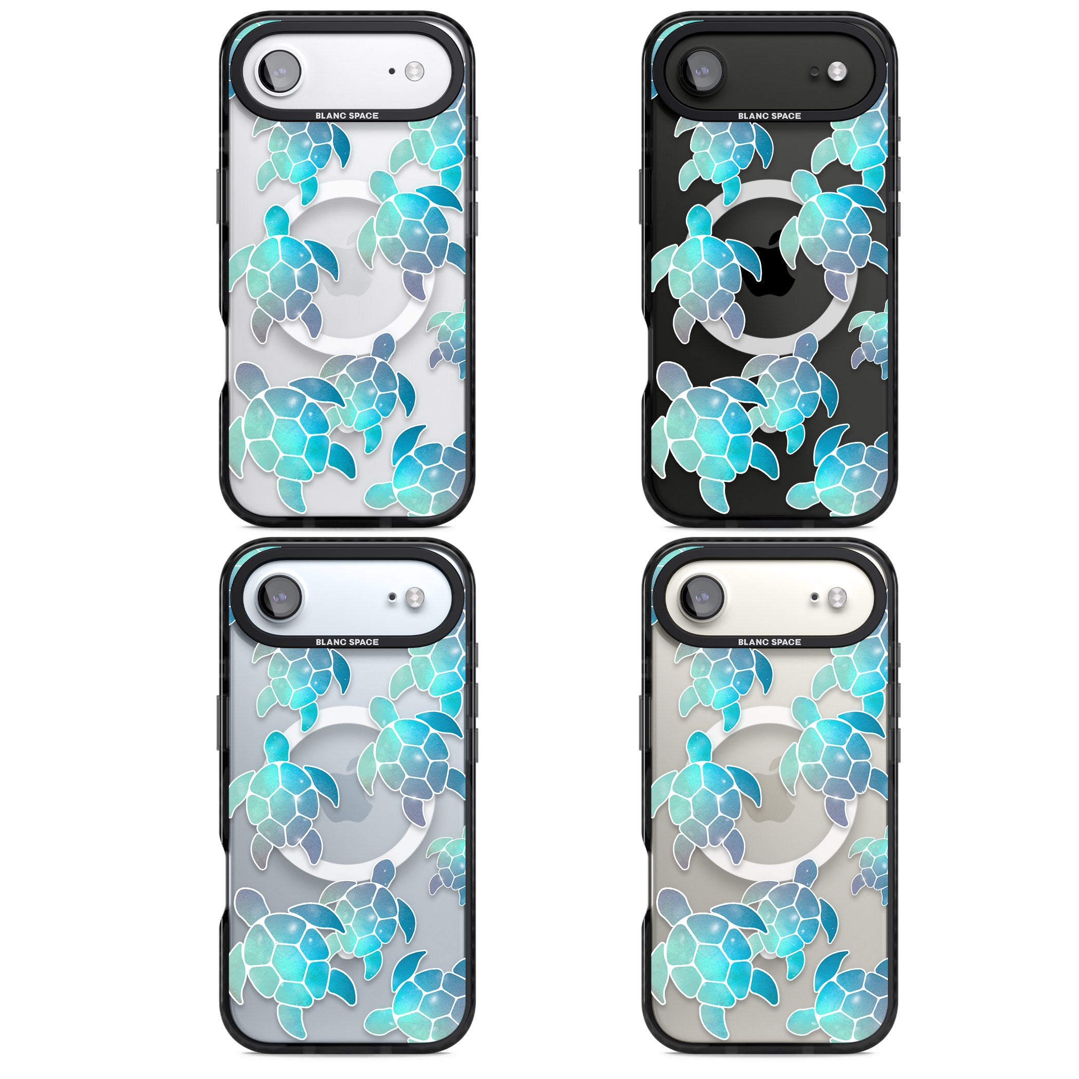 Aqua Space Turtles iPhone 17 Air Impact Pro Black Phone Case APT Impact Protection