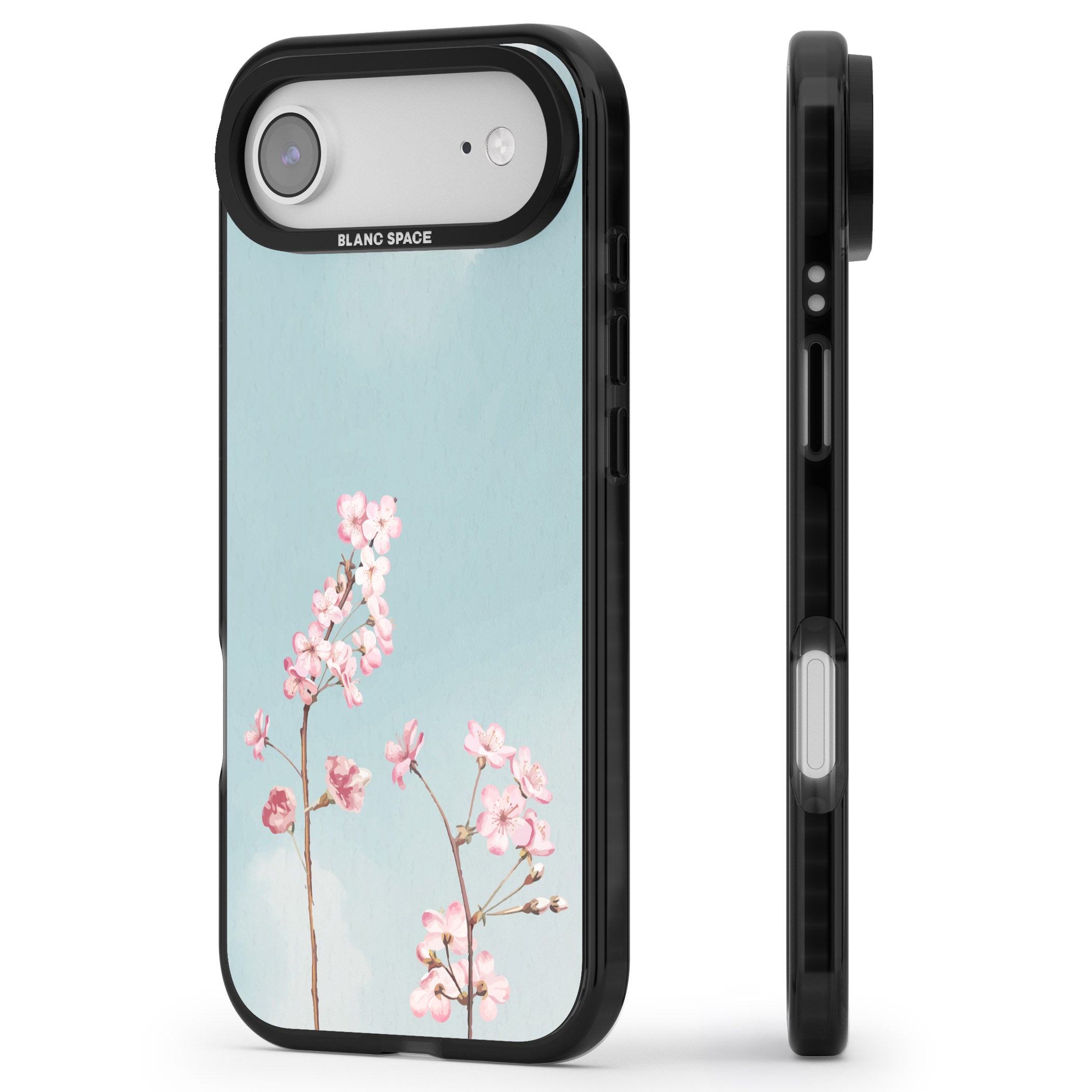 Blossom Flower Sky iPhone 17 Air Impact Pro Black Phone Case Side Profile