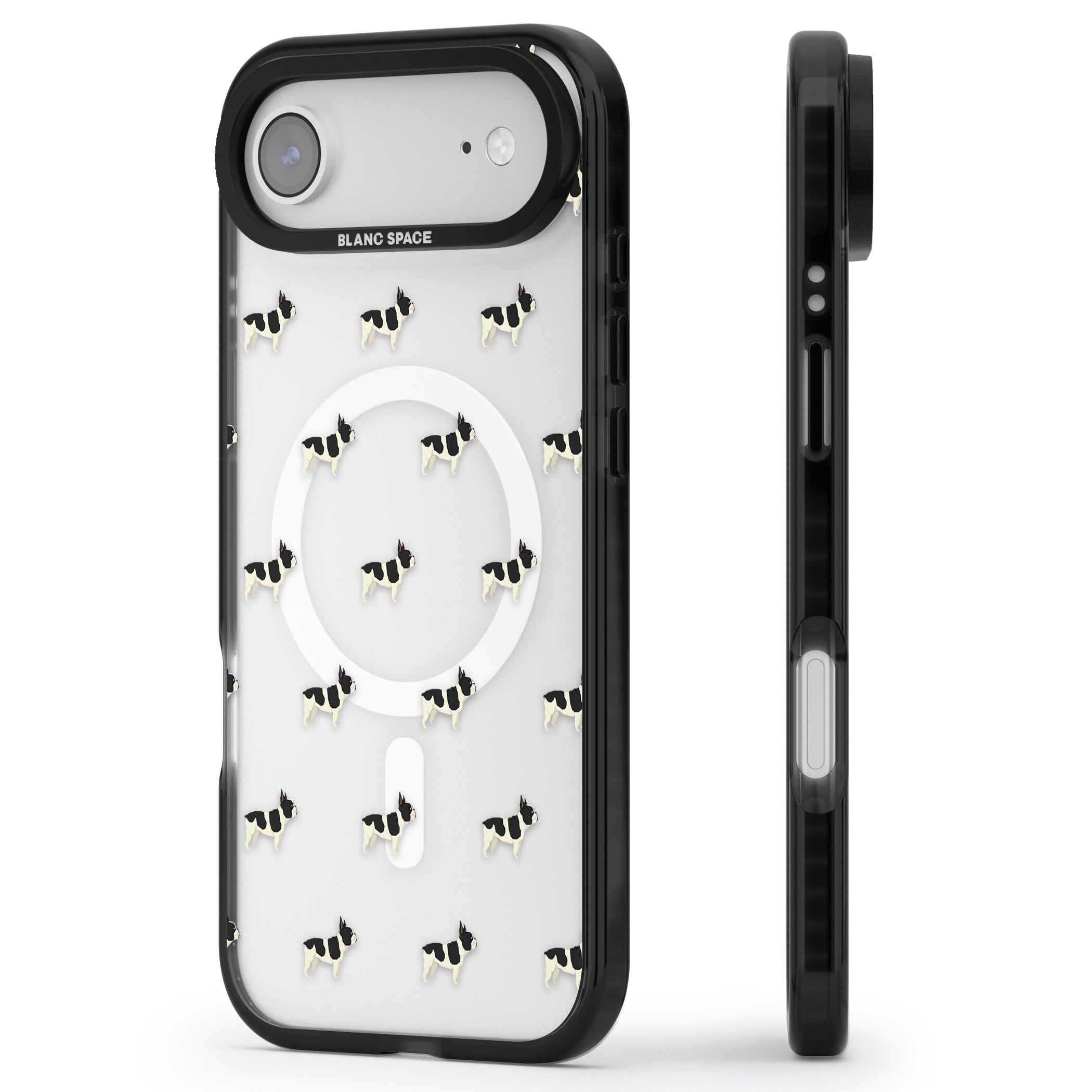 Frenchie Repeat Dog iPhone 17 Air Impact Pro Black Phone Case Side Profile