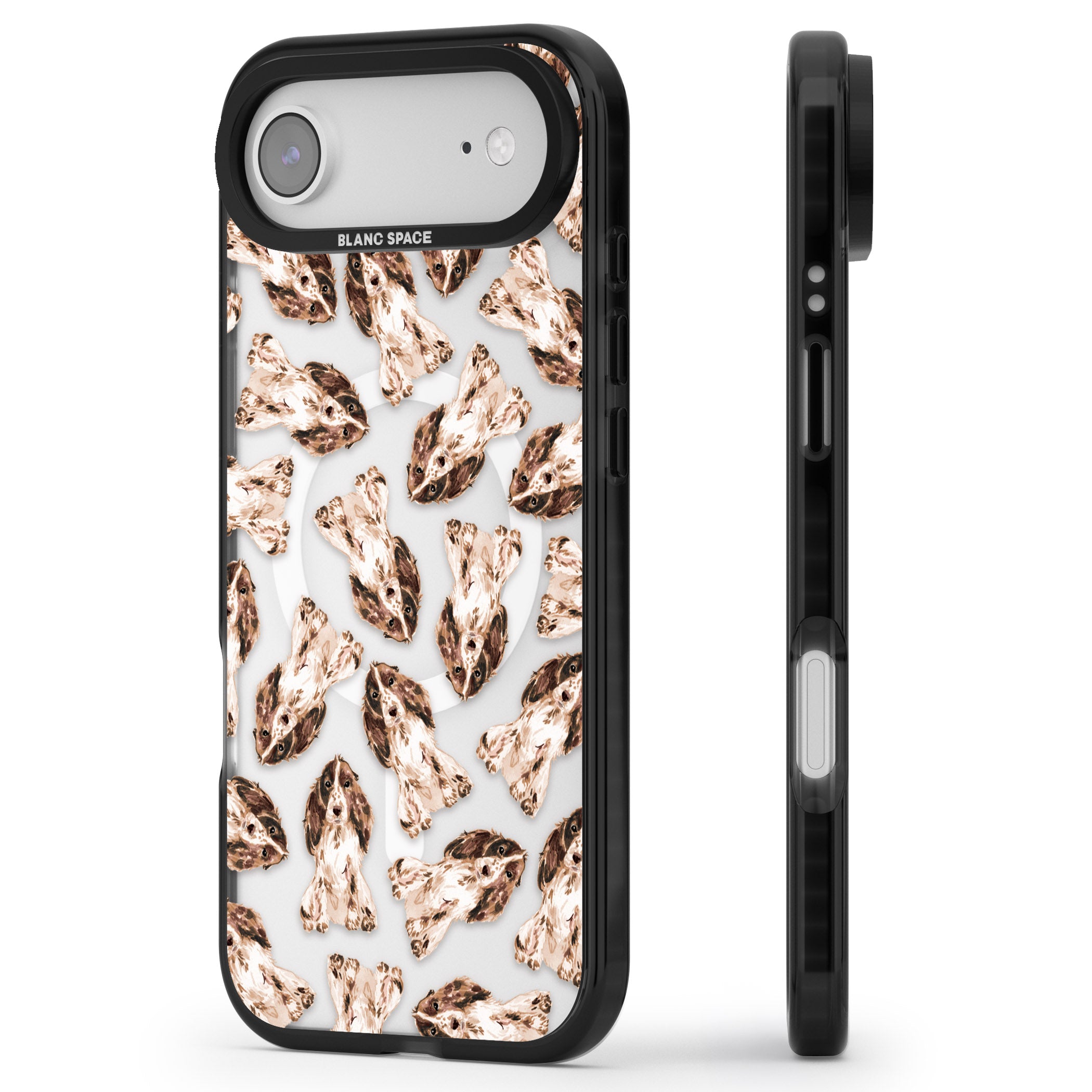 Cocker Spaniel (Brown) Watercolour Dog Pattern iPhone 17 Air Impact Pro Black Phone Case Side Profile