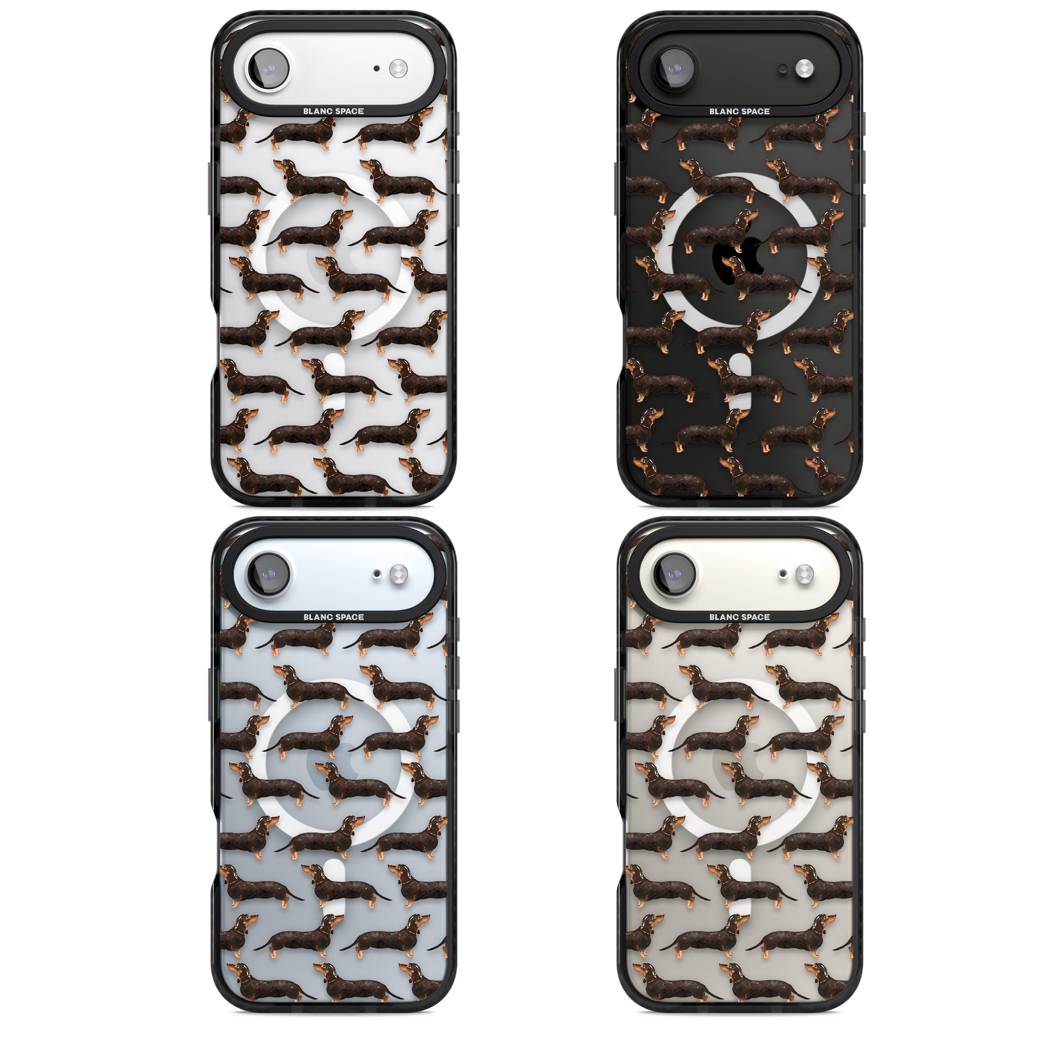 Dachshund Pattern Black Tan iPhone 17 Air Impact Pro Black Phone Case APT Impact Protection