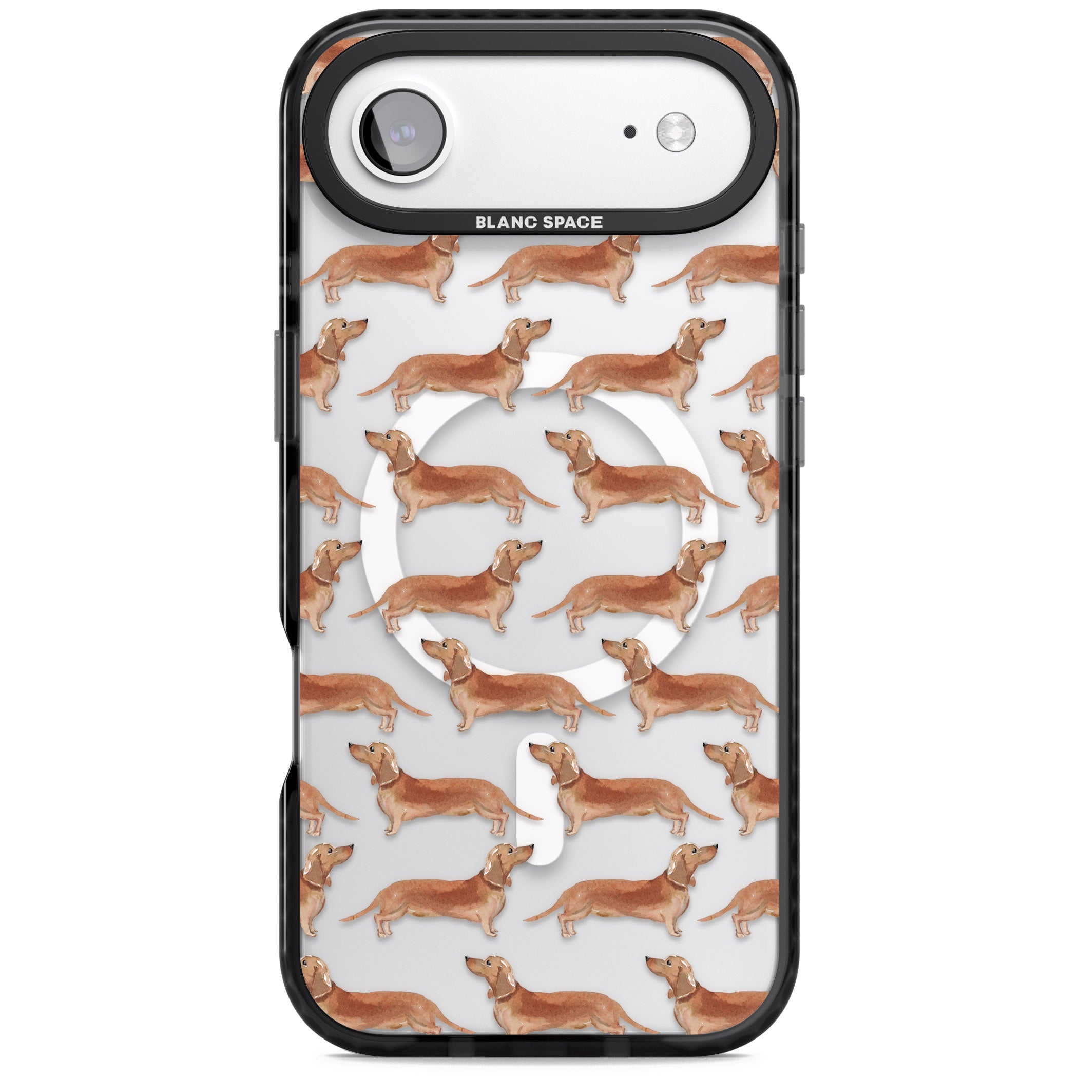 Dachshund Watercolor Dog Pattern iPhone 17 Air Impact Pro Black Phone Case