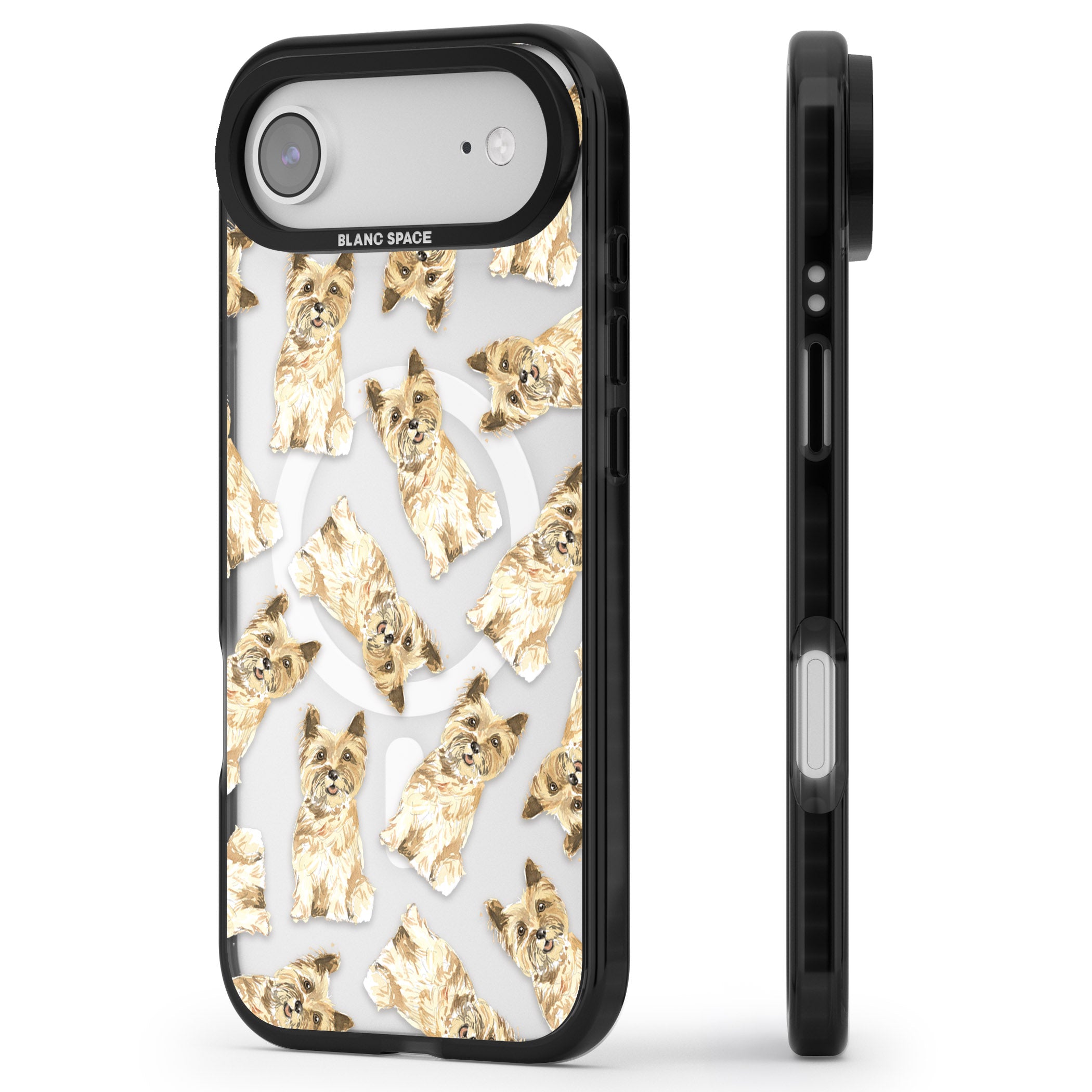 Cairn Terrier Watercolor iPhone 17 Air Impact Pro Black Phone Case Side Profile