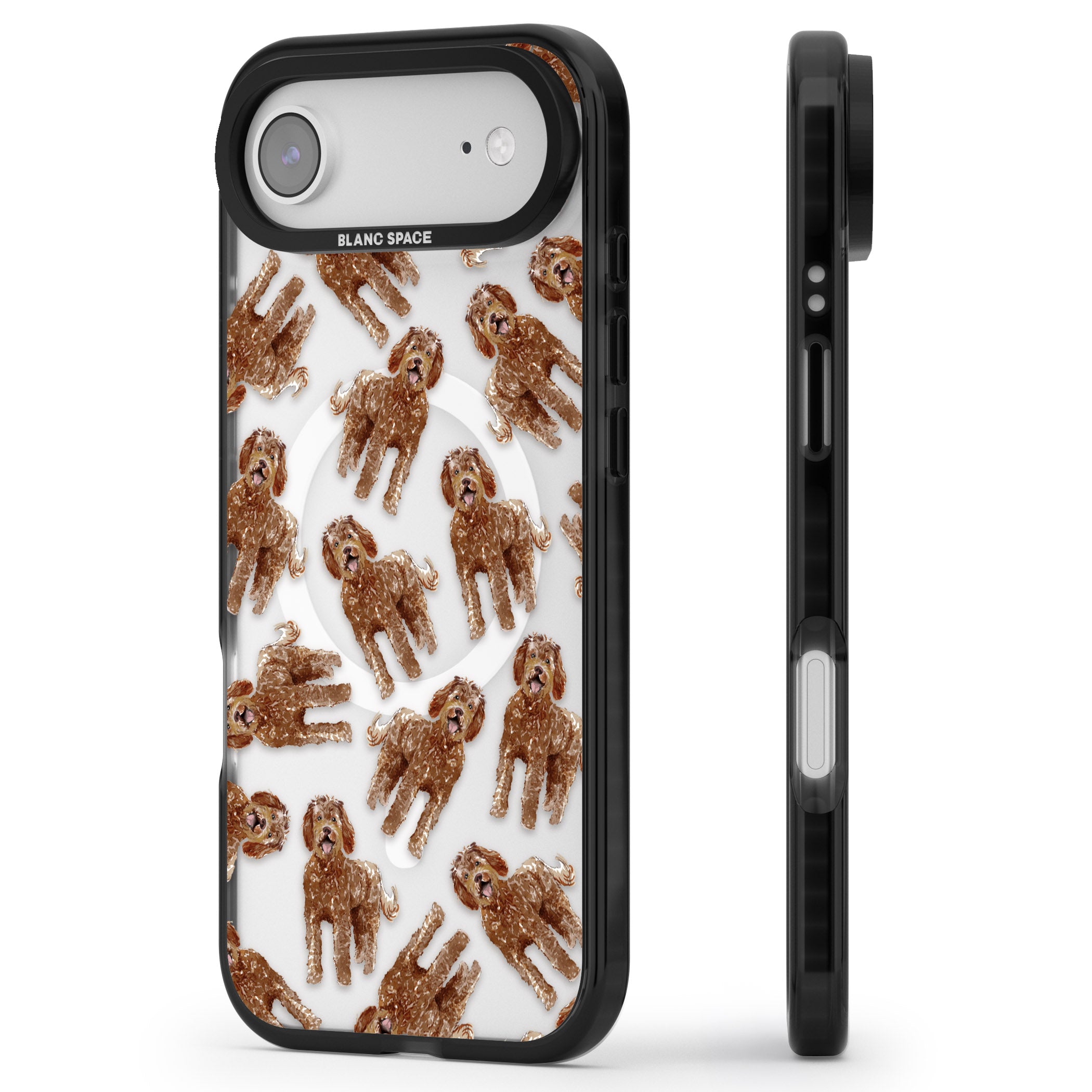 Labradoodle Brown Pattern iPhone 17 Air Impact Pro Black Phone Case Side Profile