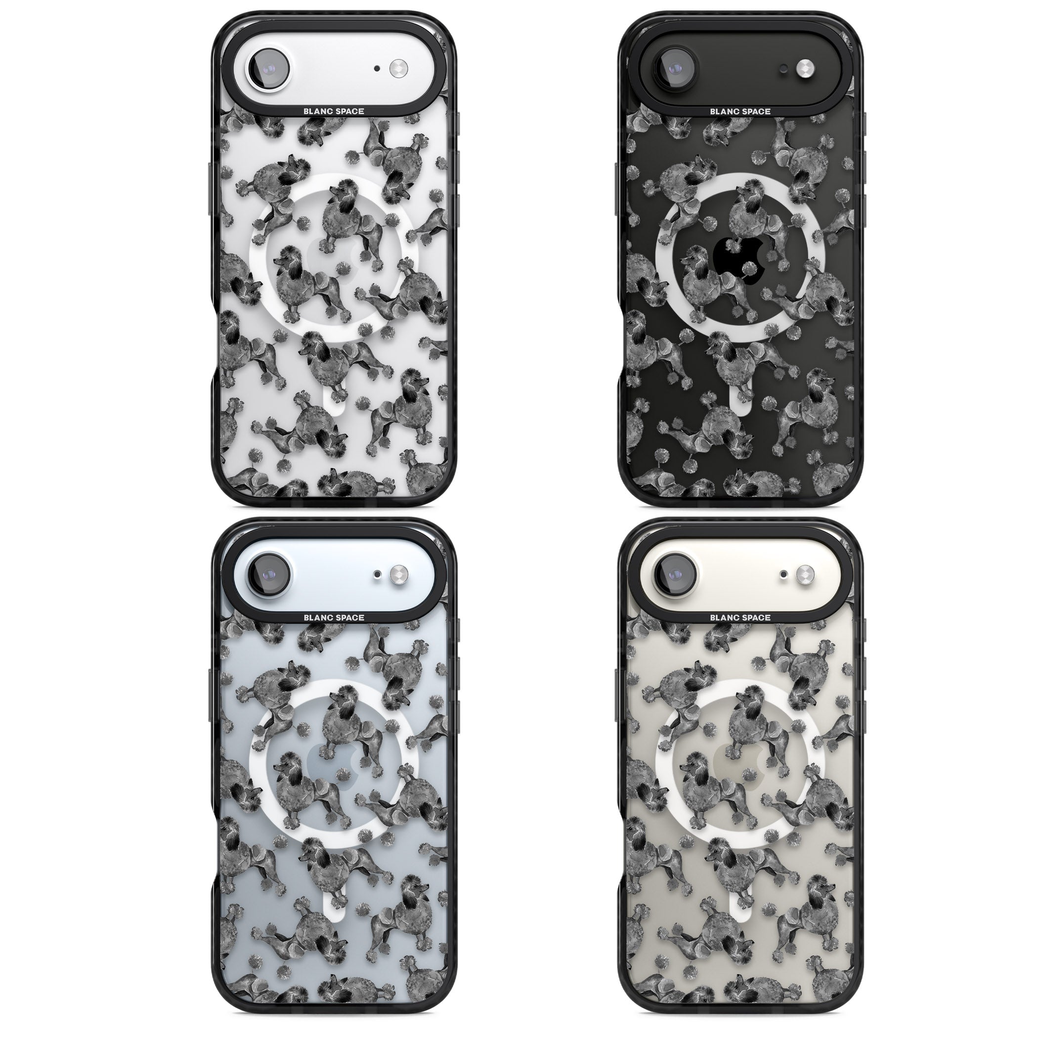 Poodle Pattern iPhone 17 Air Impact Pro Black Phone Case APT Impact Protection