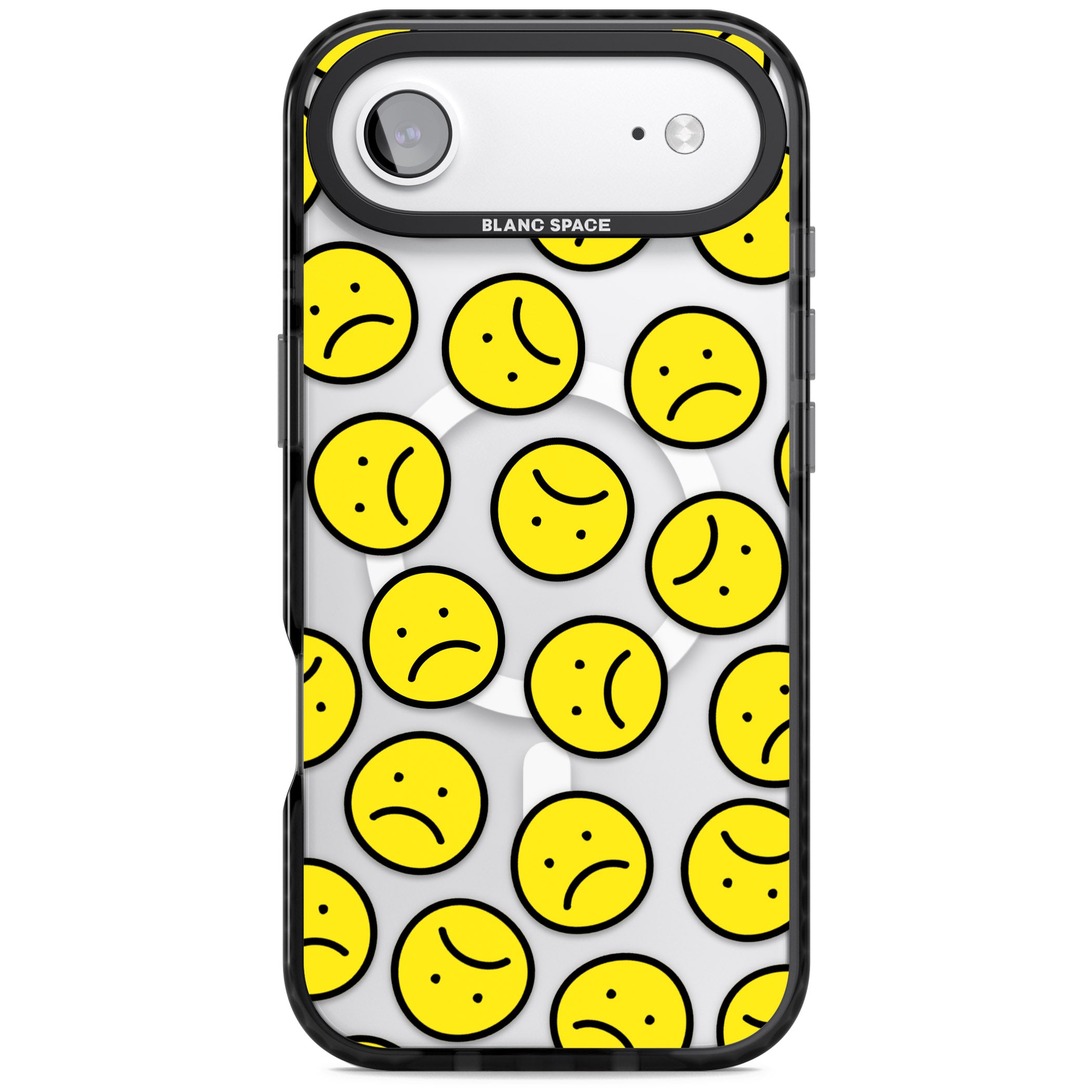 Sad Face Clear Pattern iPhone 17 Air Impact Pro Black Phone Case
