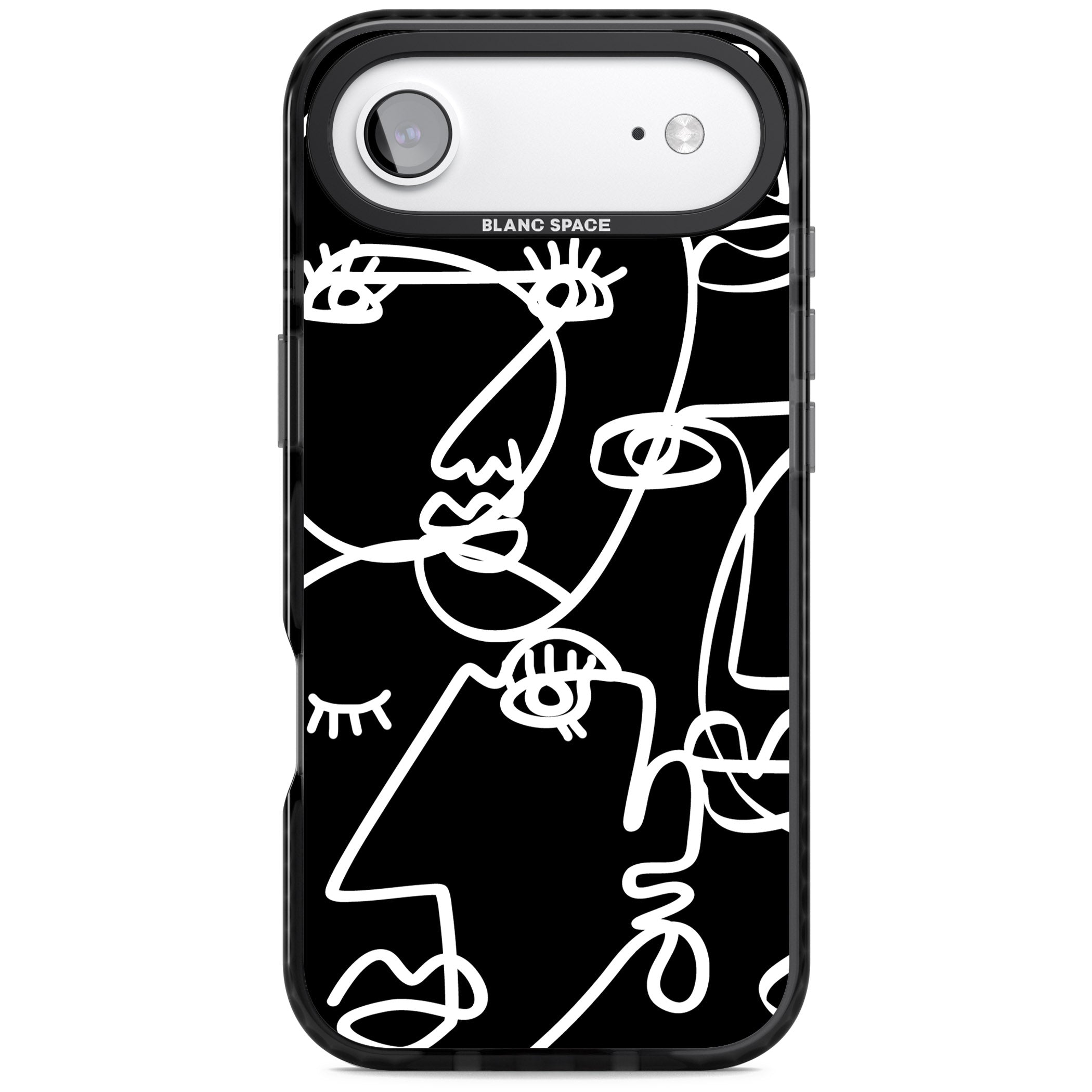 Abstract Line Art White Black iPhone 17 Air Impact Pro Black Phone Case