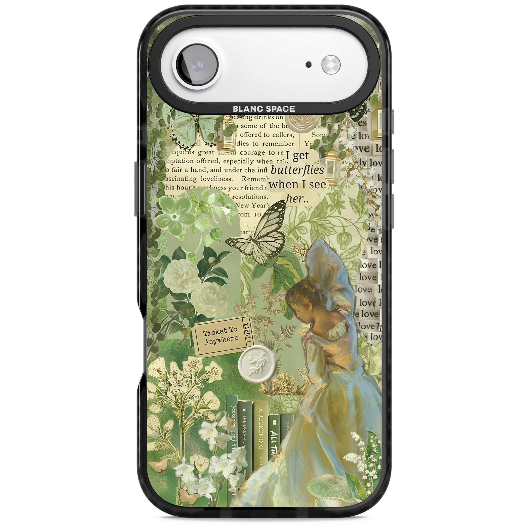Vintage Green Fairy iPhone 17 Air Impact Pro Black Phone Case