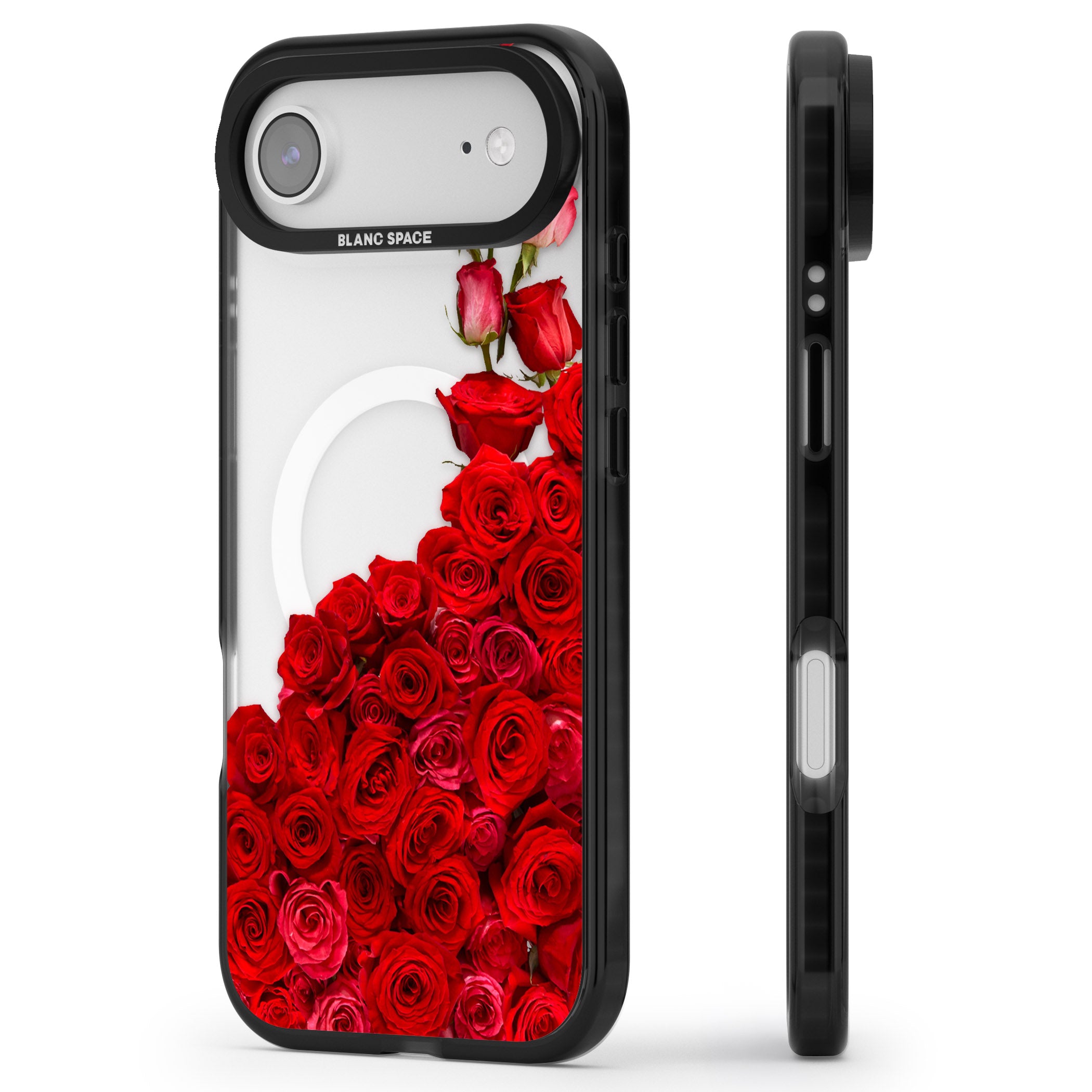 Floral Roses iPhone 17 Air Impact Pro Black Phone Case Side Profile