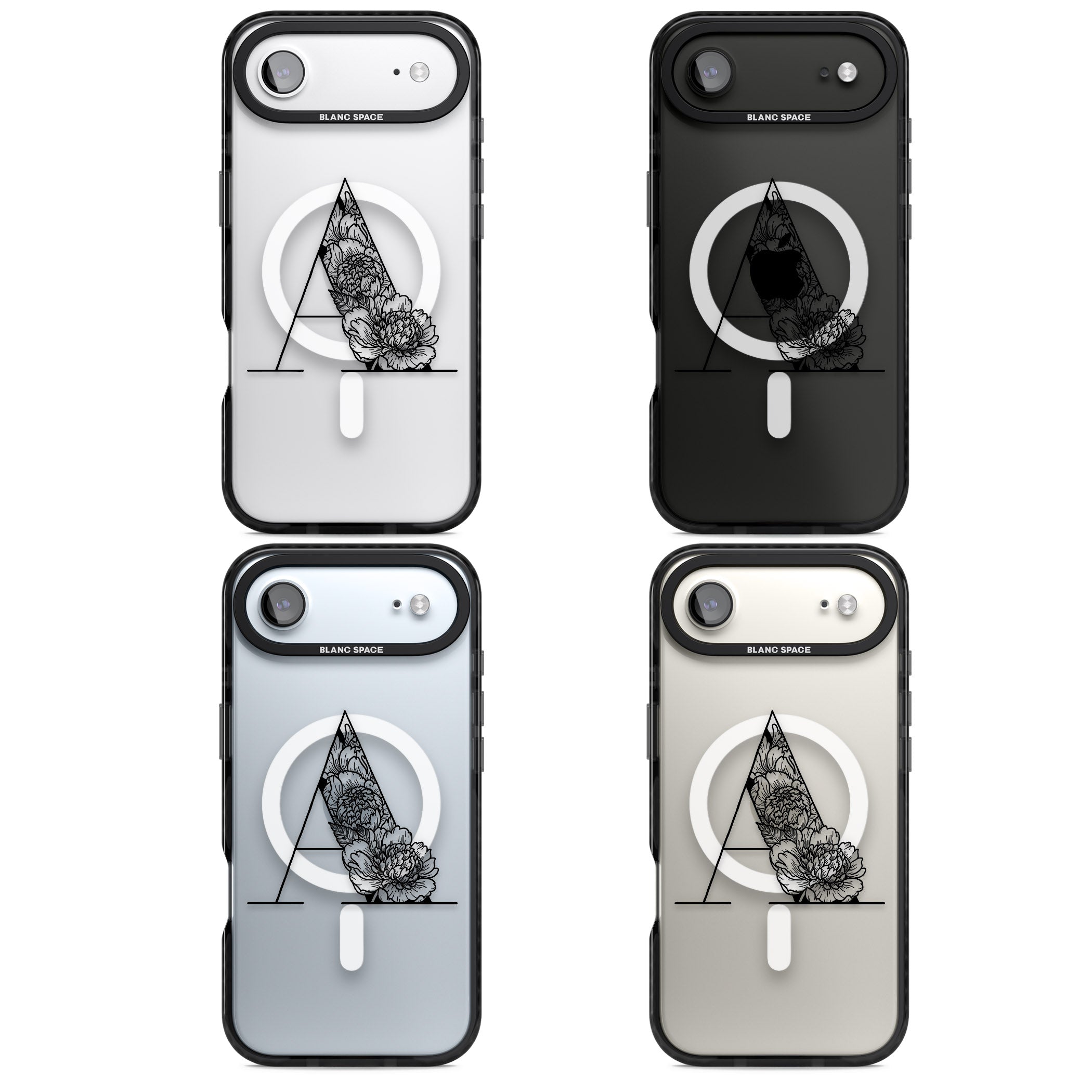 Personalised Floral Monogram iPhone 17 Air Impact Pro Black Phone Case APT Impact Protection