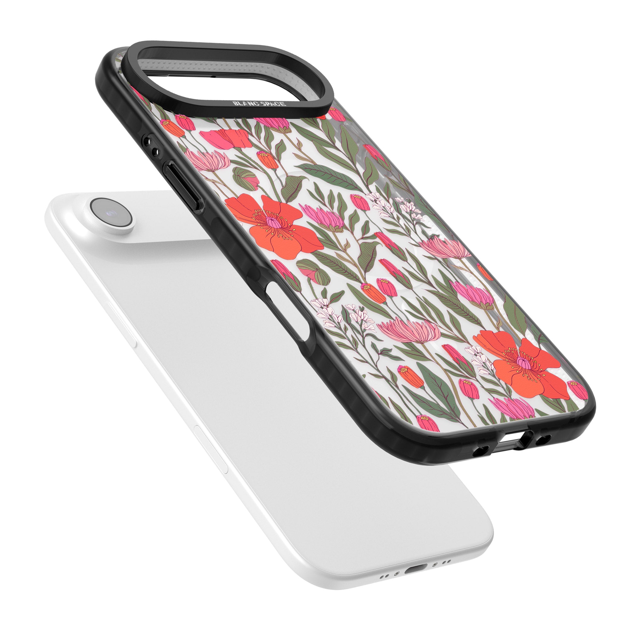 Peachy Floral iPhone 17 Air Impact Pro Black Phone Case Colours