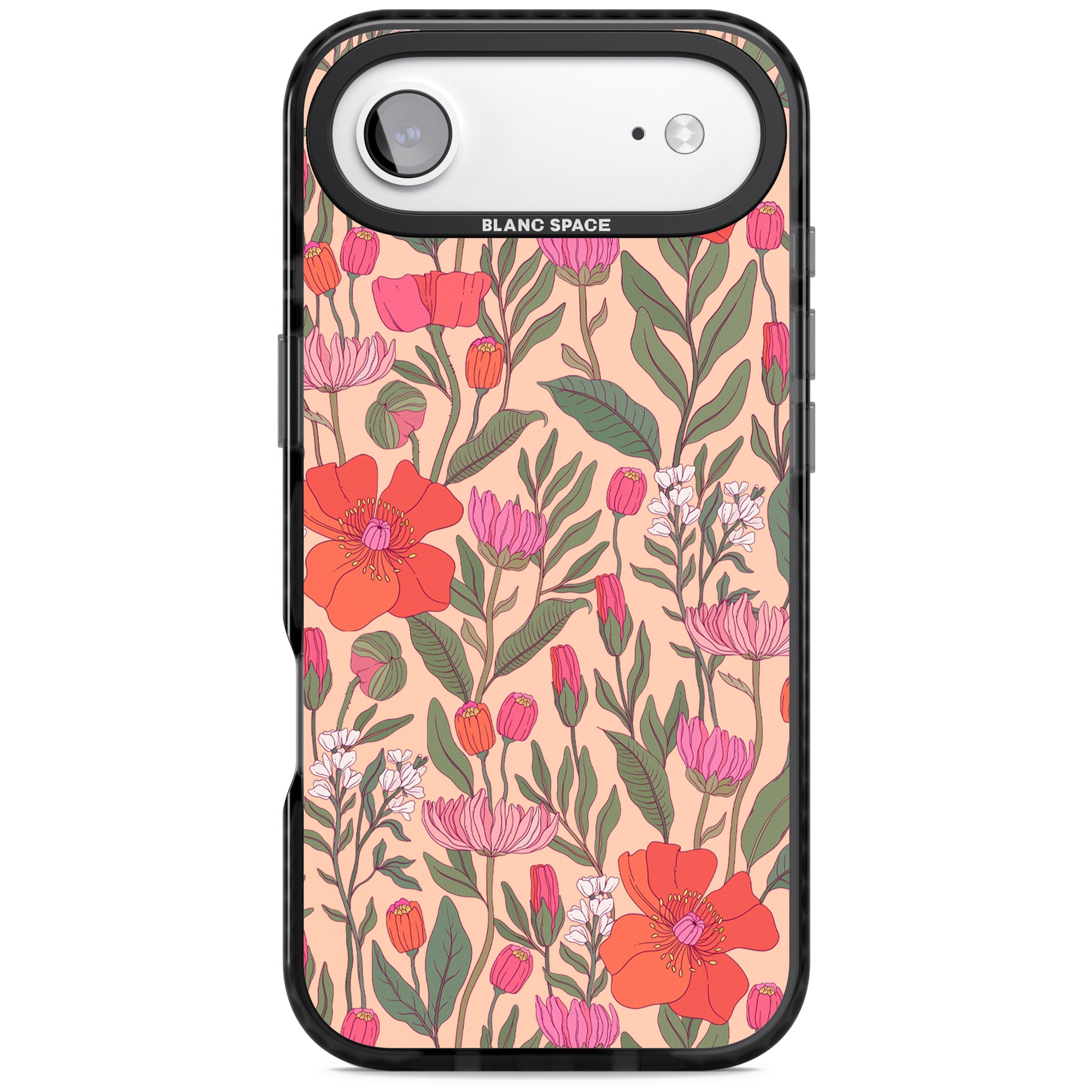 Peachy Floral Background iPhone 17 Air Impact Pro Black Phone Case