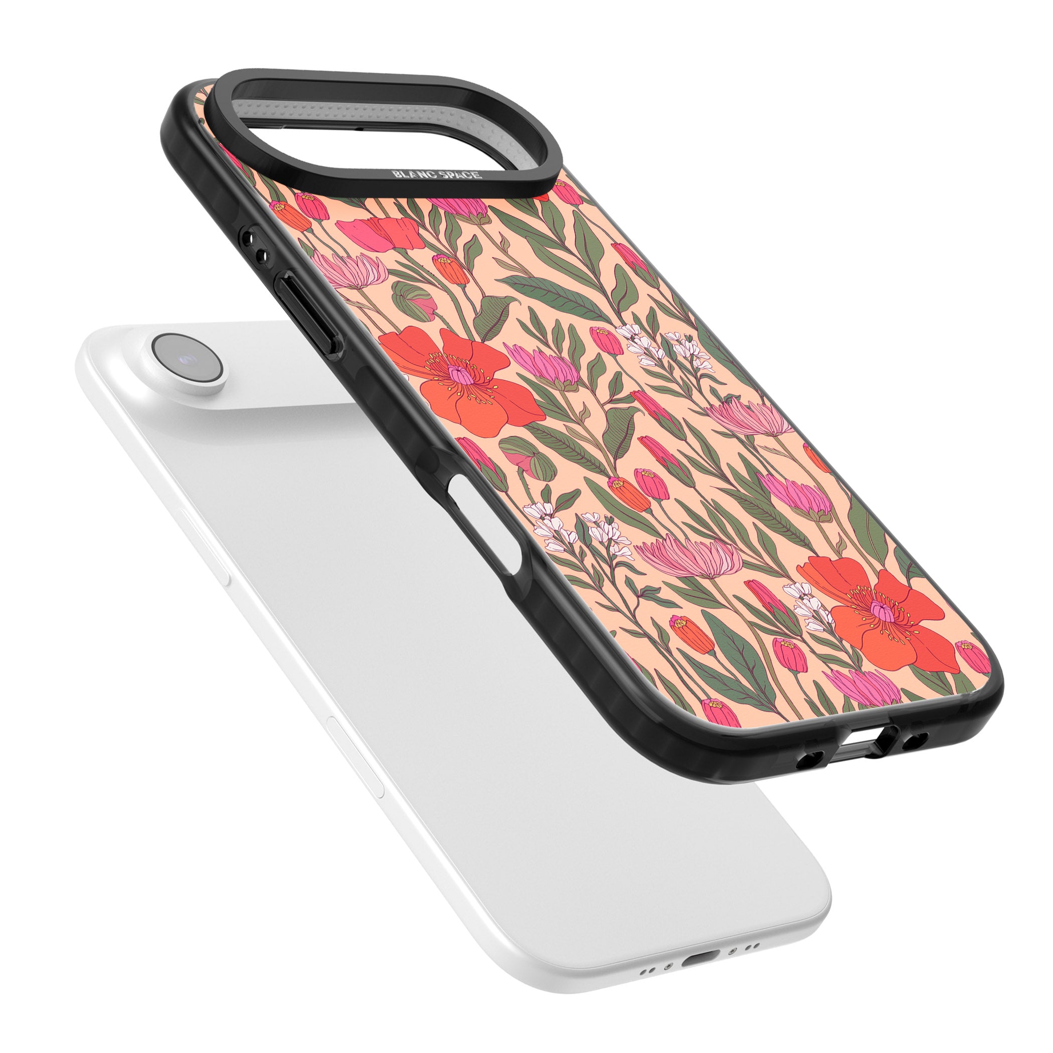 Peachy Floral Background iPhone 17 Air Impact Pro Black Phone Case Colours