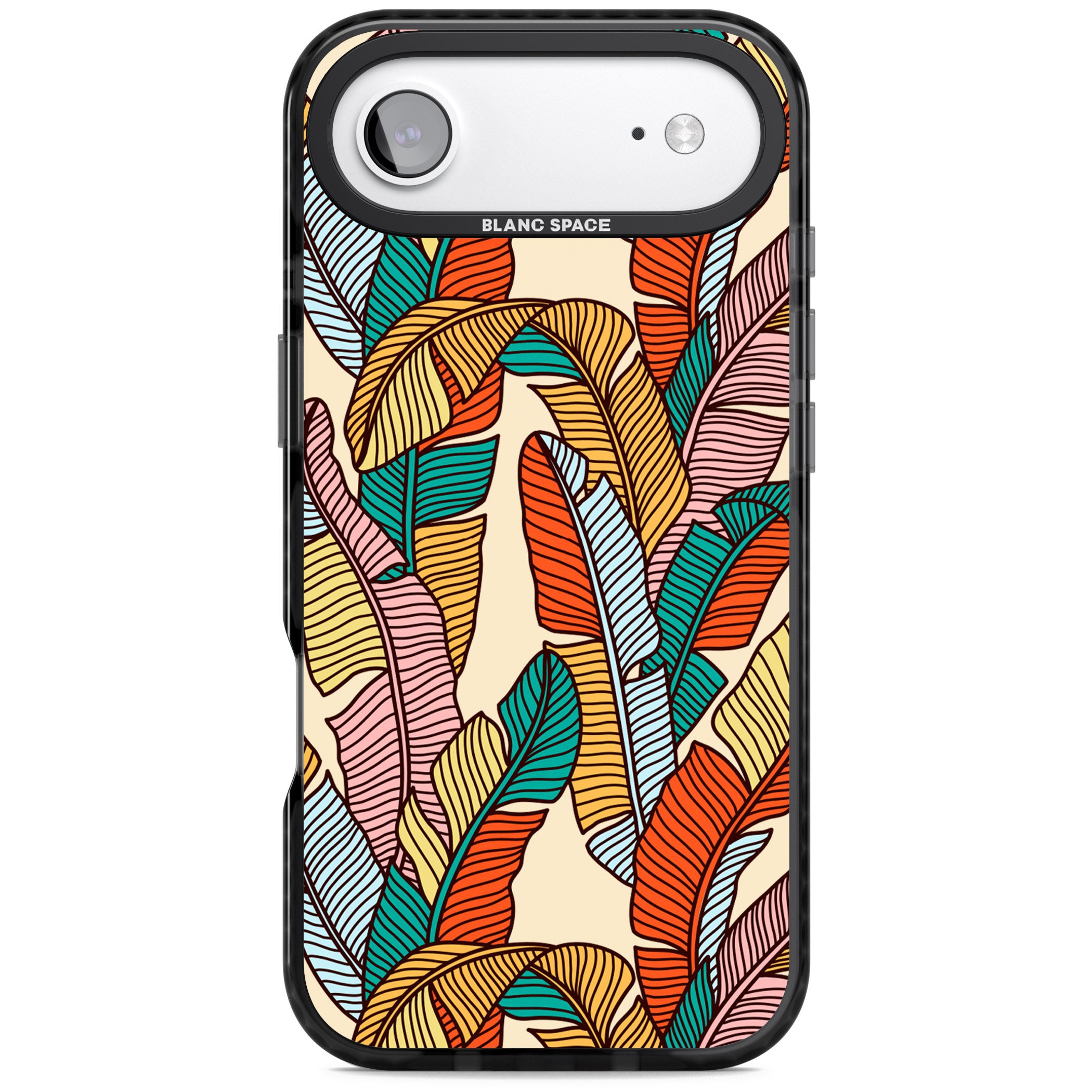 Pastel Palm Leaves iPhone 17 Air Impact Pro Black Phone Case