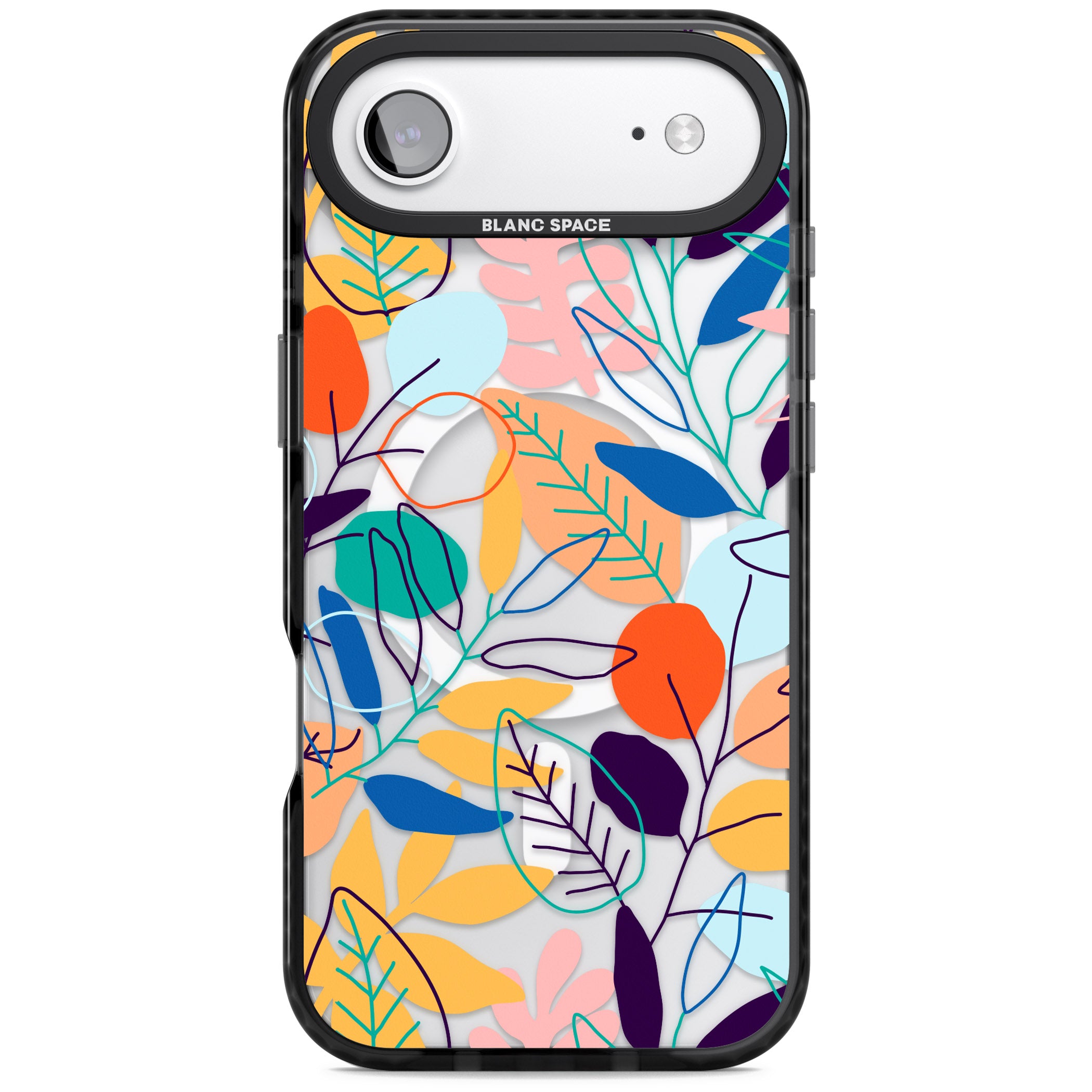 Abstract Line Drawn Leaves iPhone 17 Air Impact Pro Black Phone Case