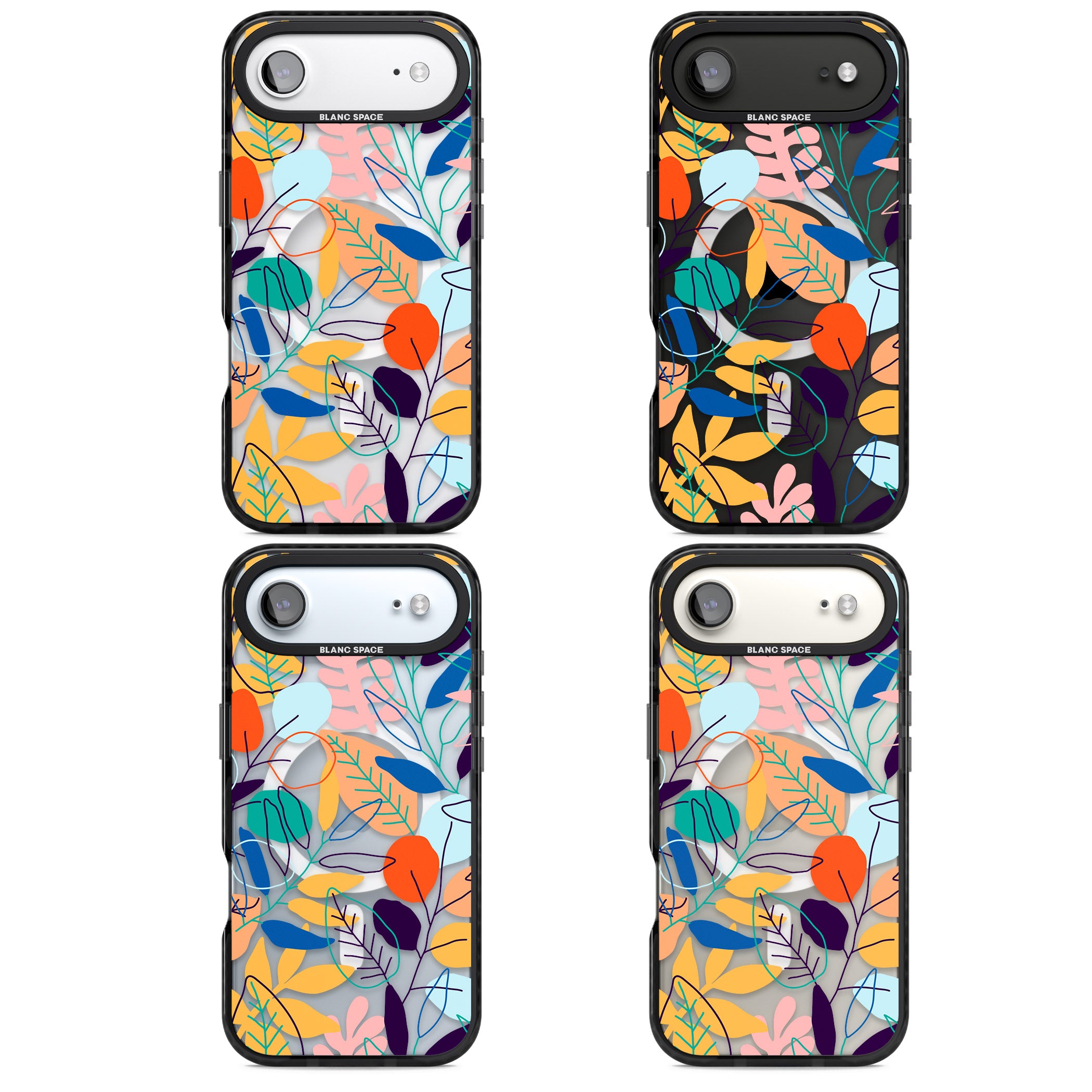 Abstract Line Drawn Leaves iPhone 17 Air Impact Pro Black Phone Case APT Impact Protection