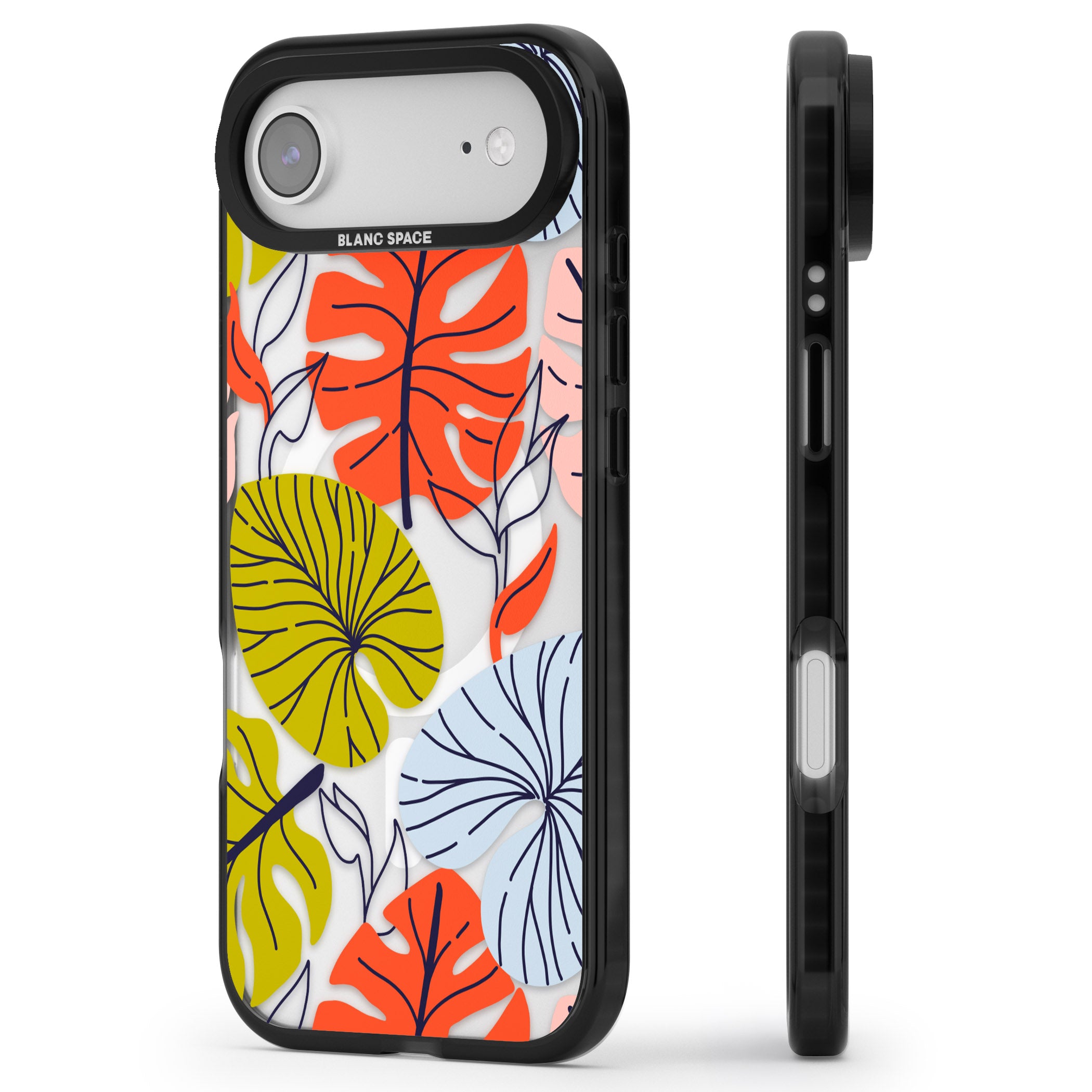 Retro Leaves iPhone 17 Air Impact Pro Black Phone Case Side Profile