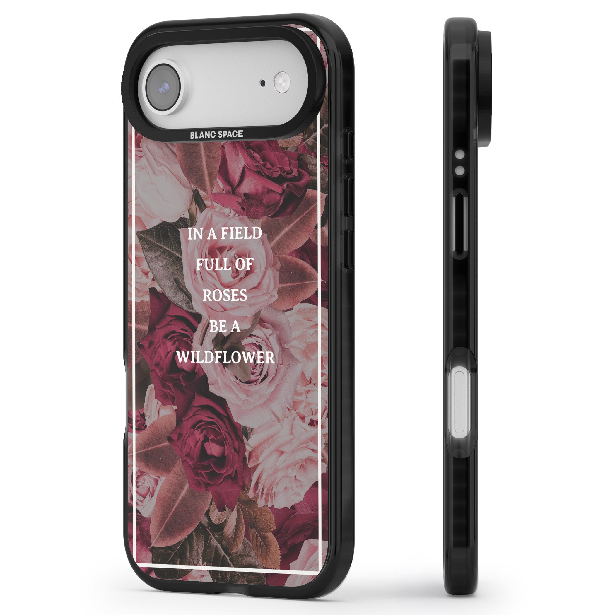 Wildflower Floral Quote iPhone 17 Air Impact Pro Black Phone Case Side Profile