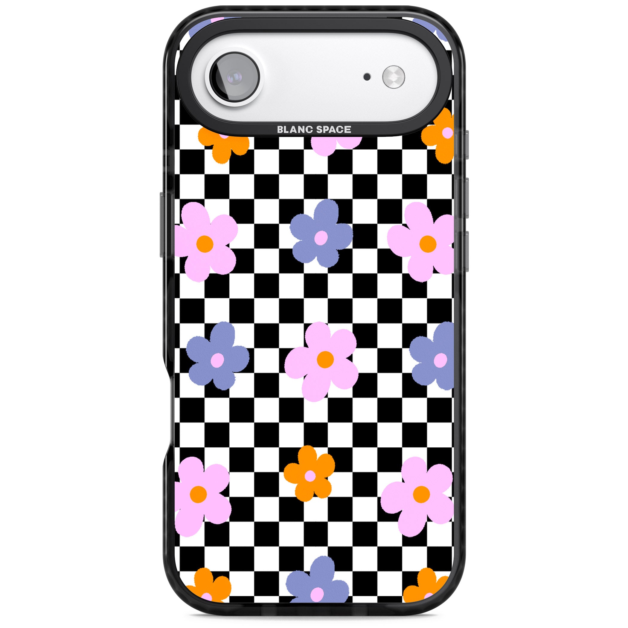 Checkered Blossom iPhone 17 Air Impact Pro Black Phone Case