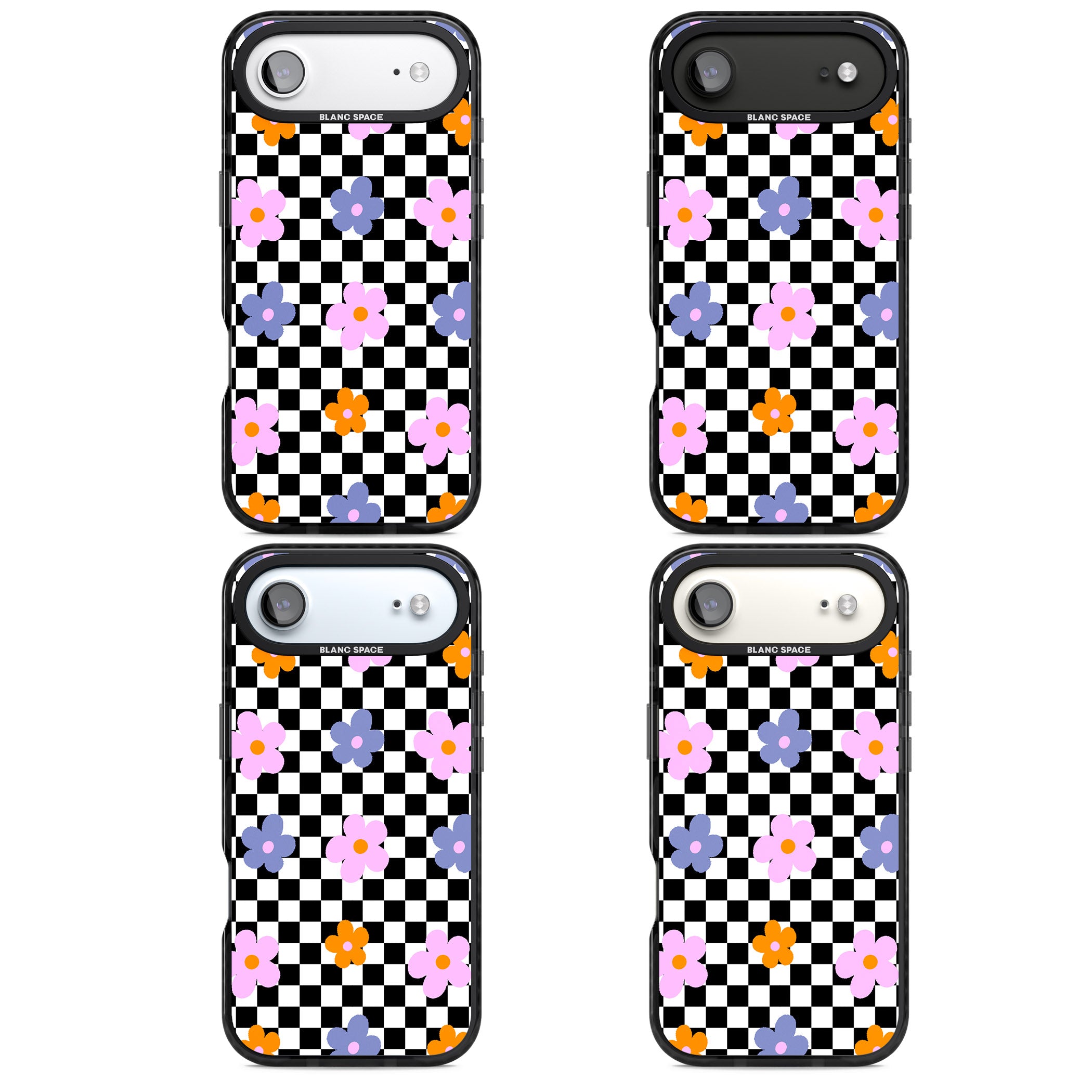 Checkered Blossom iPhone 17 Air Impact Pro Black Phone Case APT Impact Protection