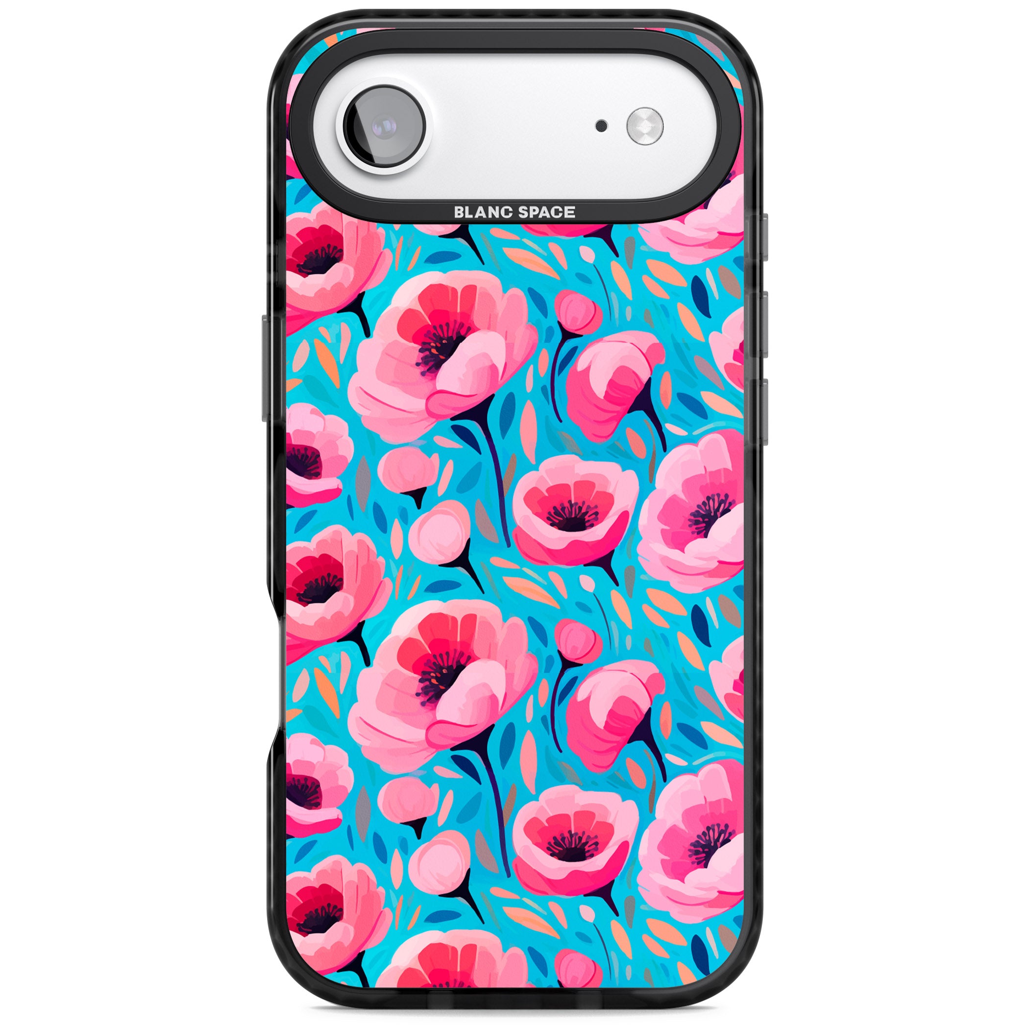 Tropical Pink Poppies iPhone 17 Air Impact Pro Black Phone Case