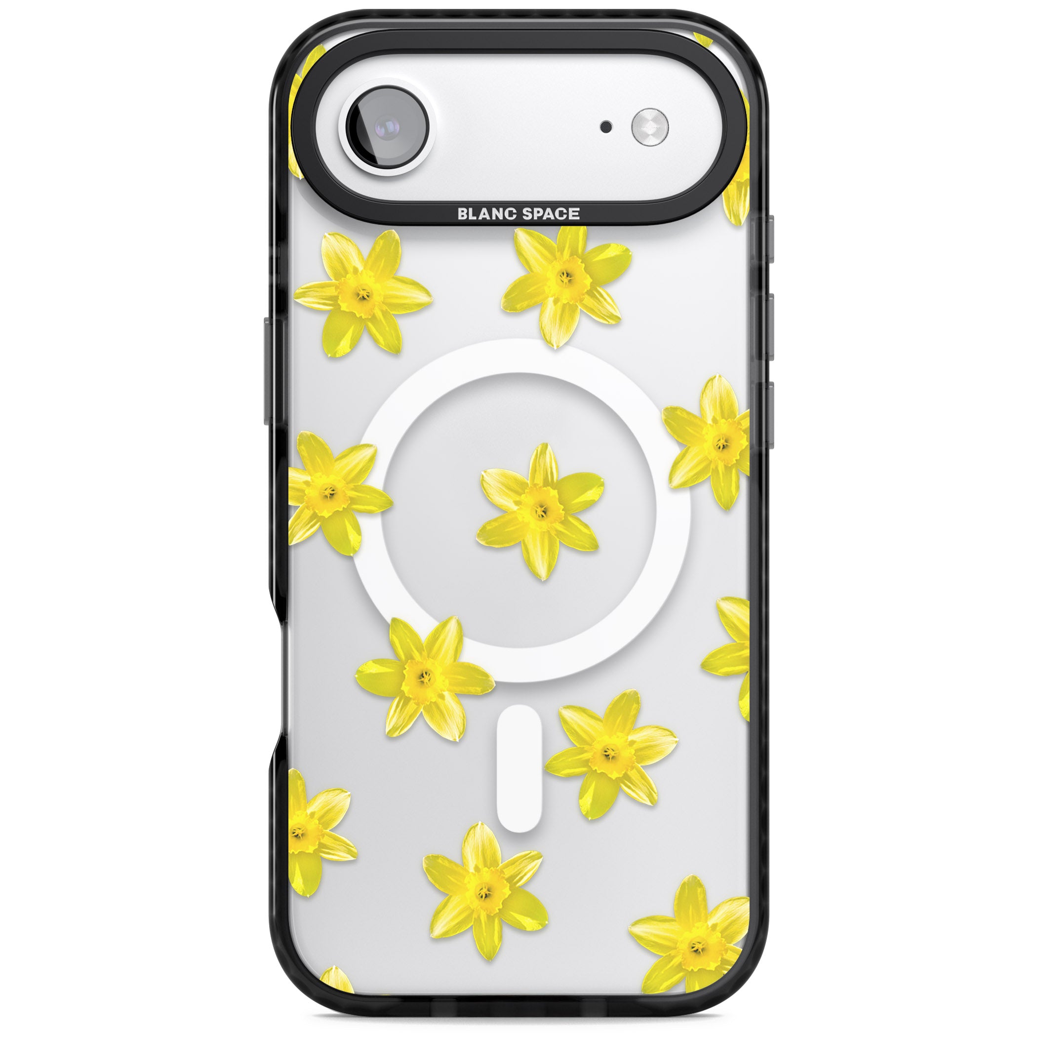 Daffodils Transparent Pattern iPhone 17 Air Impact Pro Black Phone Case